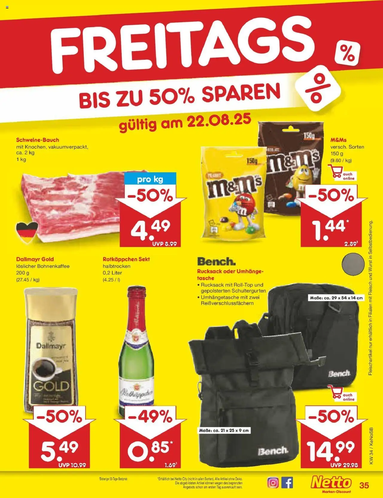 Netto Marken-Discount prospekt Bonn	 - gültig ab dem 18.08.2025 | Seite: 59 | Produkte: Rotkappchen sekt, Tasche, Dallmayr, Wurst