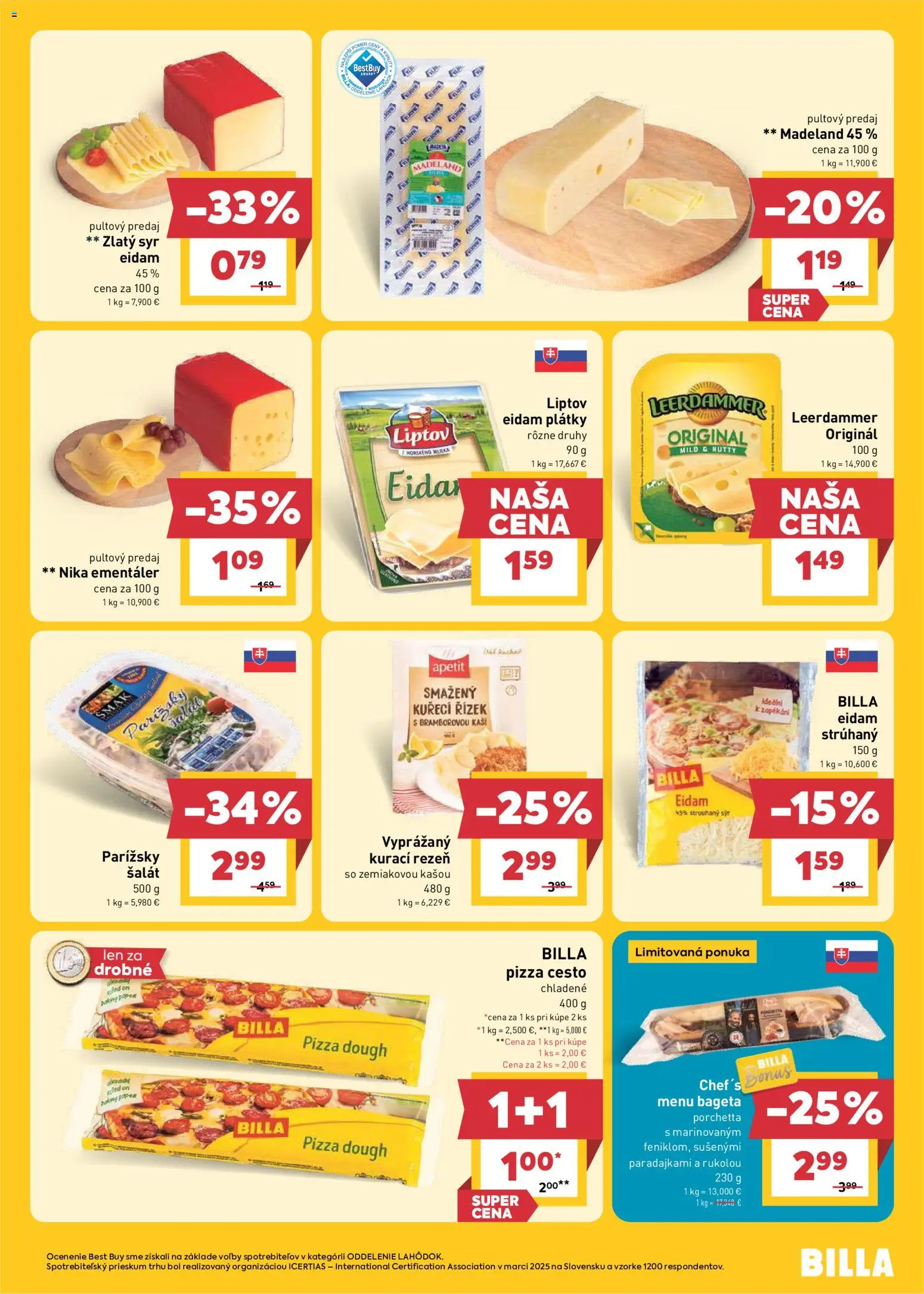 Nové Billa akcie – leták je platný od 22.04.2026 | Strana: 9 | Produkty: Syr, Pizza, Eidam, Šalát
