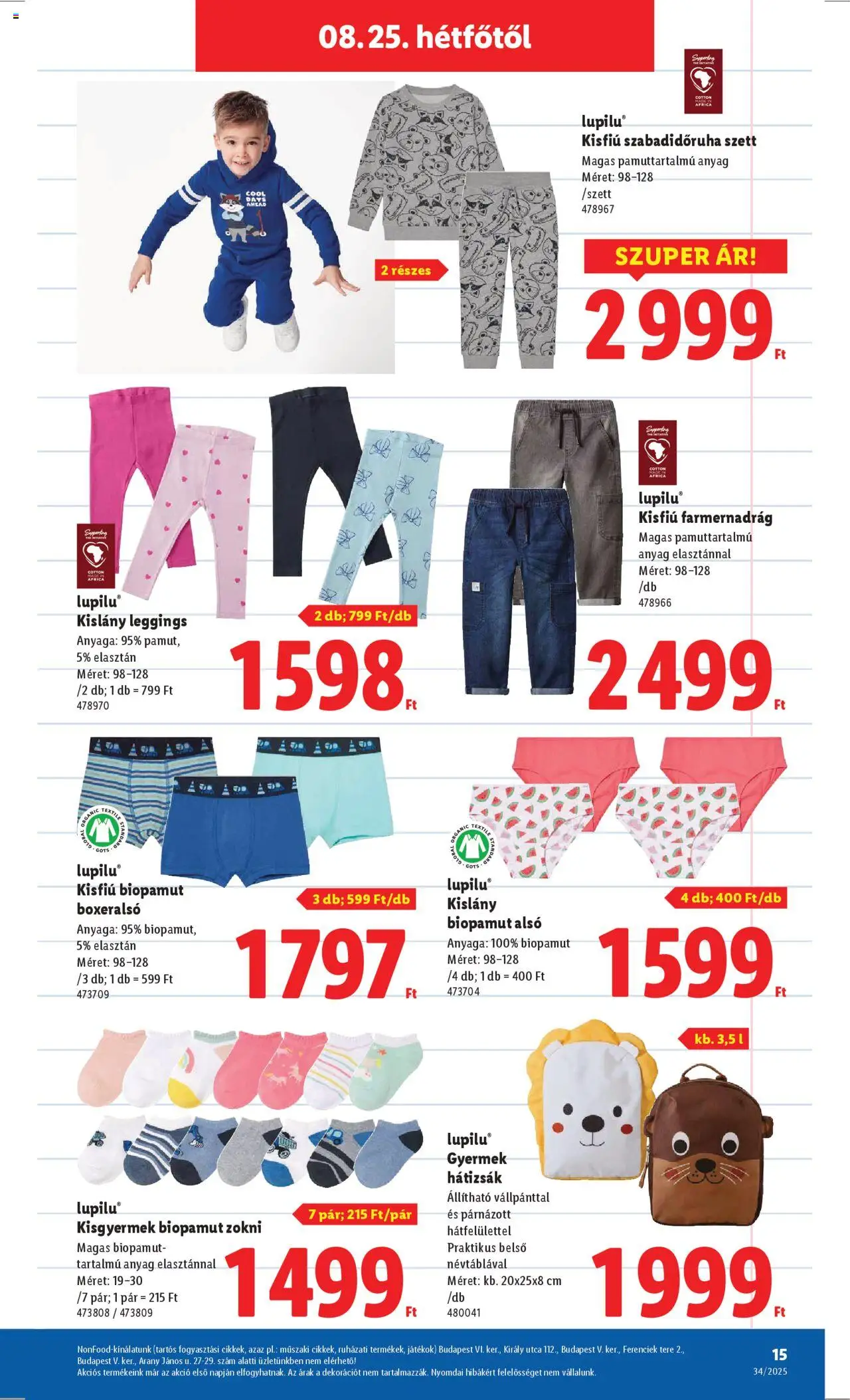 Lidl akciós ujság - amely érvényes a következő dátumtól: 21.08.2025 | Oldal: 15 | Termékek: Farmernadrág, Szabadidőruha, Játékok, Leggings
