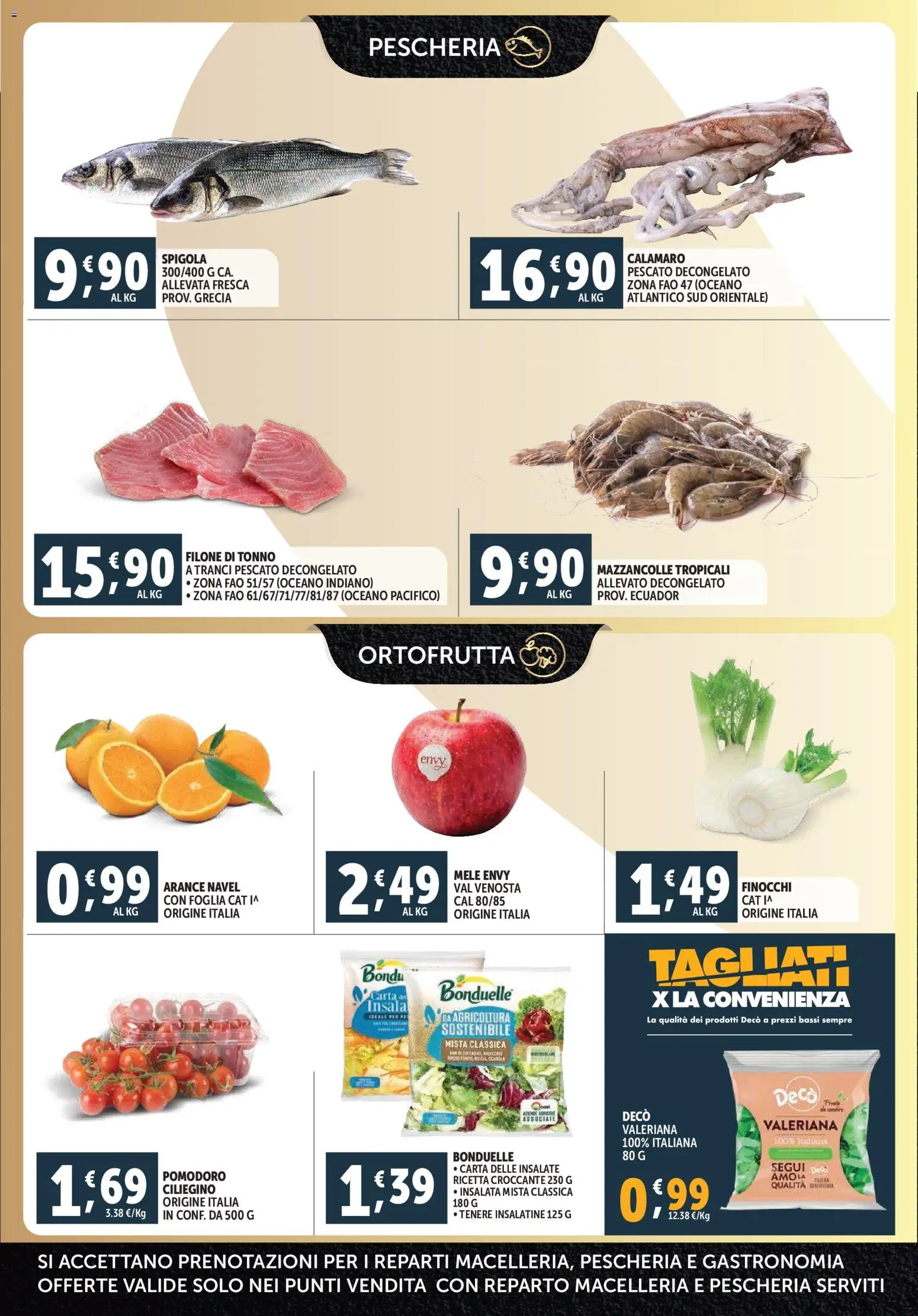 Volantino Decò del 29.12.2025 | Pagina: 4 | Prodotti: Mele, Mazzancolle, Pomodoro, Spigola