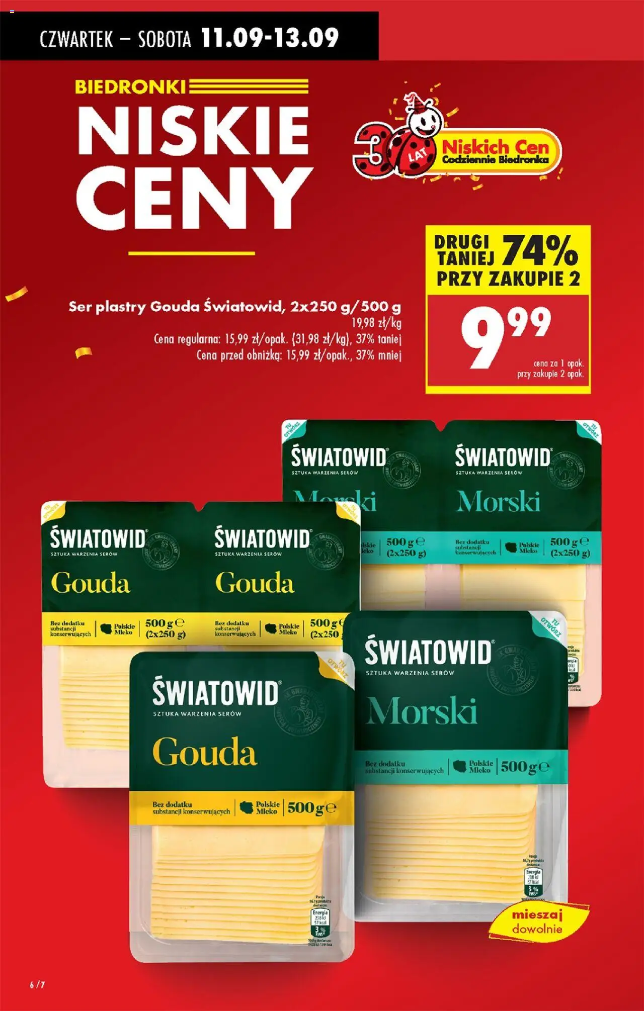 Biedronka gazetka - Oferta w tym tygodniu od 11.09.2025 | Strona: 6 | Produkty: Mleko, Ser