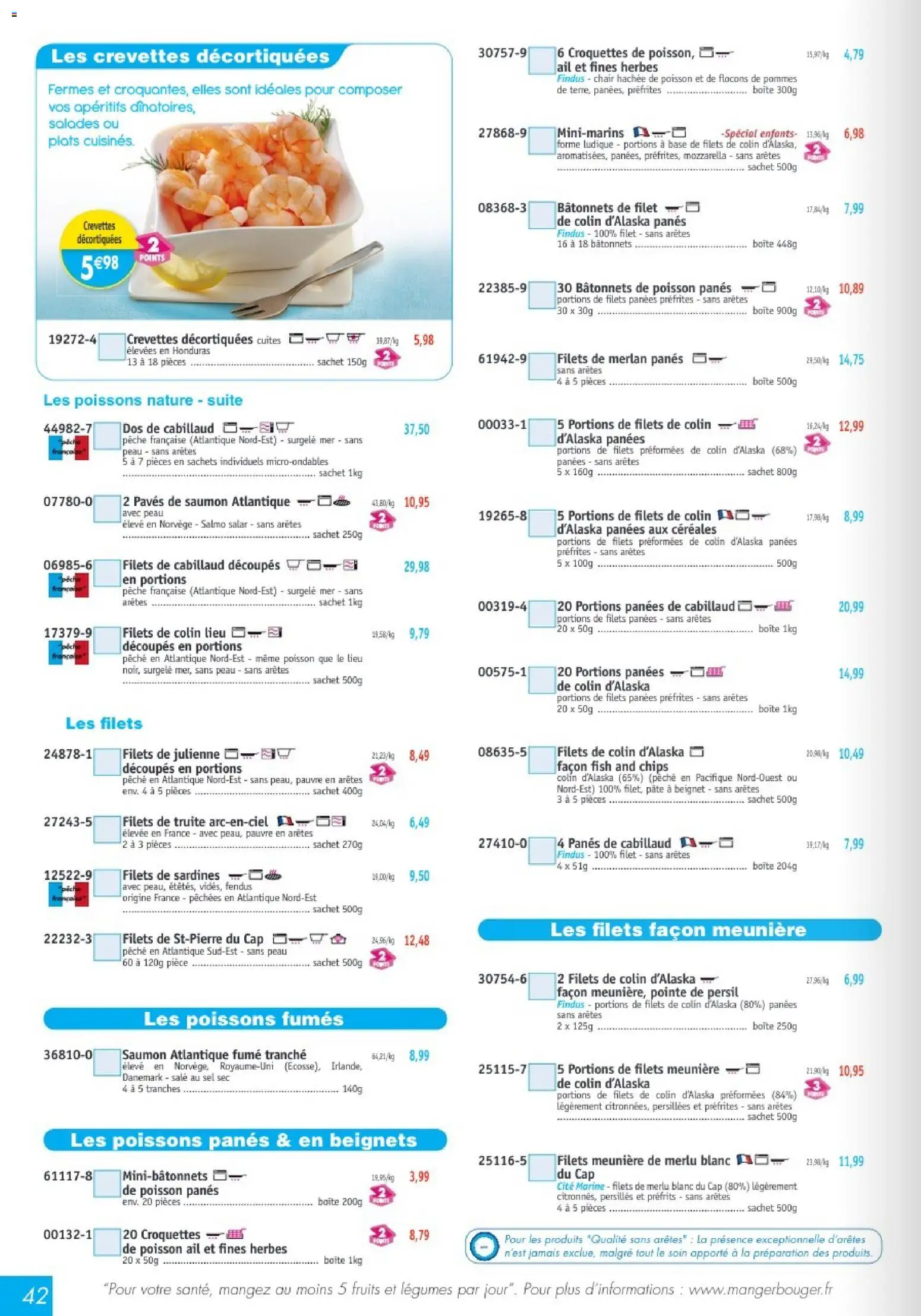 {H1} | Page: 42 | Produits: Flocons, Dos de cabillaud, Chips, Saumon