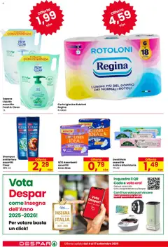 Volantino Despar del 04.09.2025 | Pagina: 18 | Prodotti: Carta igienica, Sapone, Dentifricio, Menta