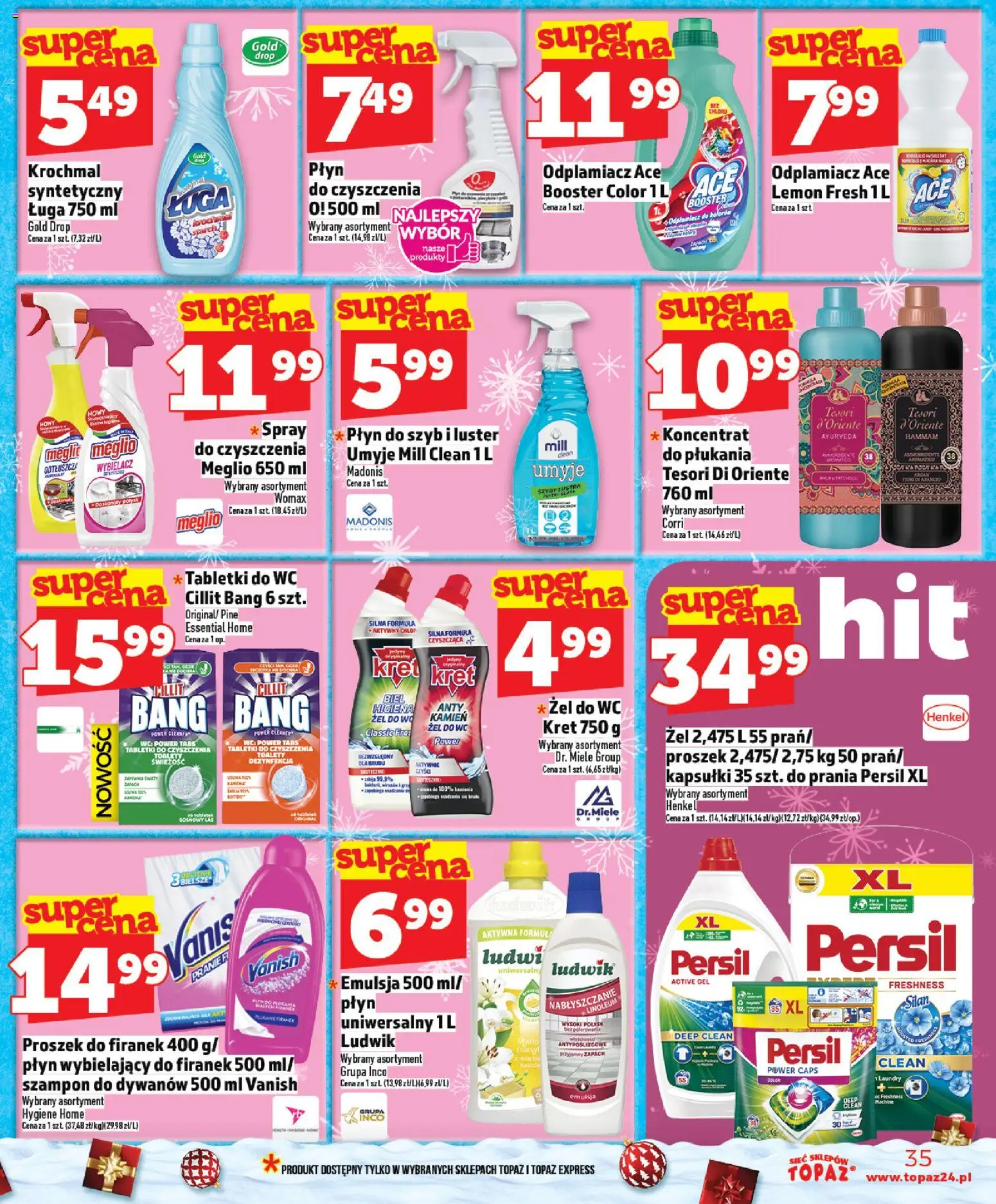 Topaz Gazetka - Ceny małe na stałe od 04.12.2025 | Strona: 35 | Produkty: Meglio, Persil, Zapach, Odplamiacz