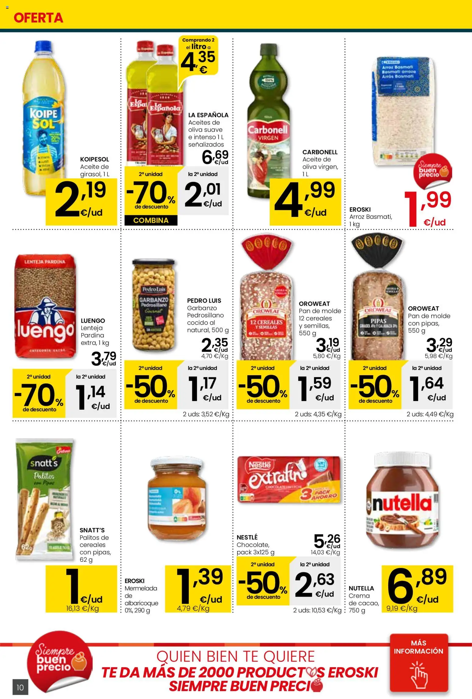 Eroski - Siempre a buen precio Supermercados │ válido desde el 05.01.2026 | Página: 10 | Productos: Pan, Cereales, Crema, Pan de molde