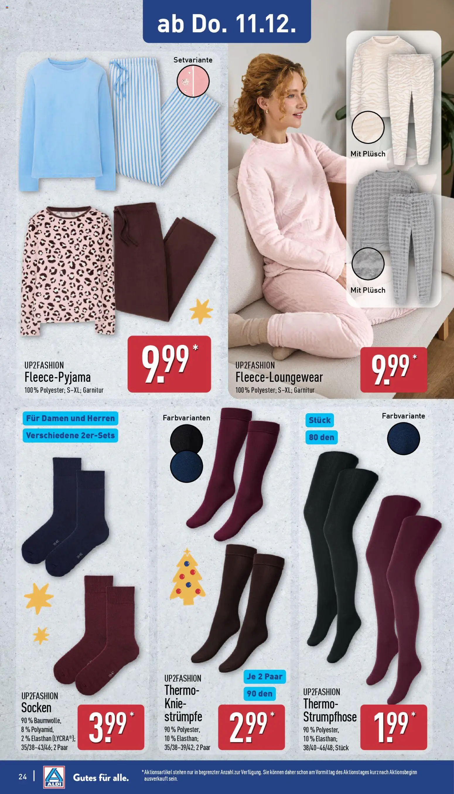 Aldi Prospekt 	 – gültig ab 08.12.2025 | Seite: 24 | Produkte: Strümpfe, Up2fashion, Socken, Strumpfhose