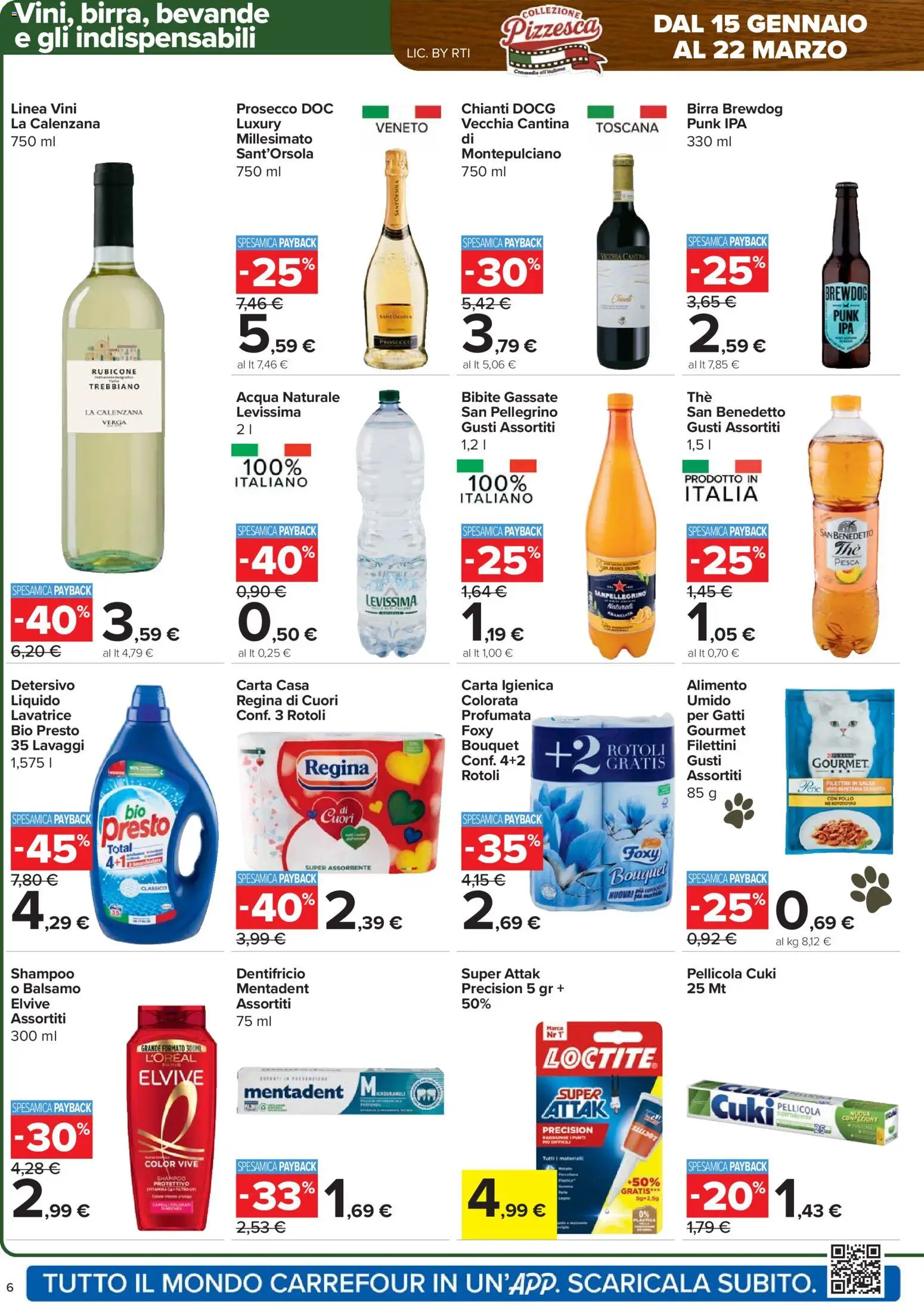 Volantino Carrefour del 29.01.2026 | Pagina: 6 | Prodotti: Shampoo, Dentifricio, Prosecco, Pesca