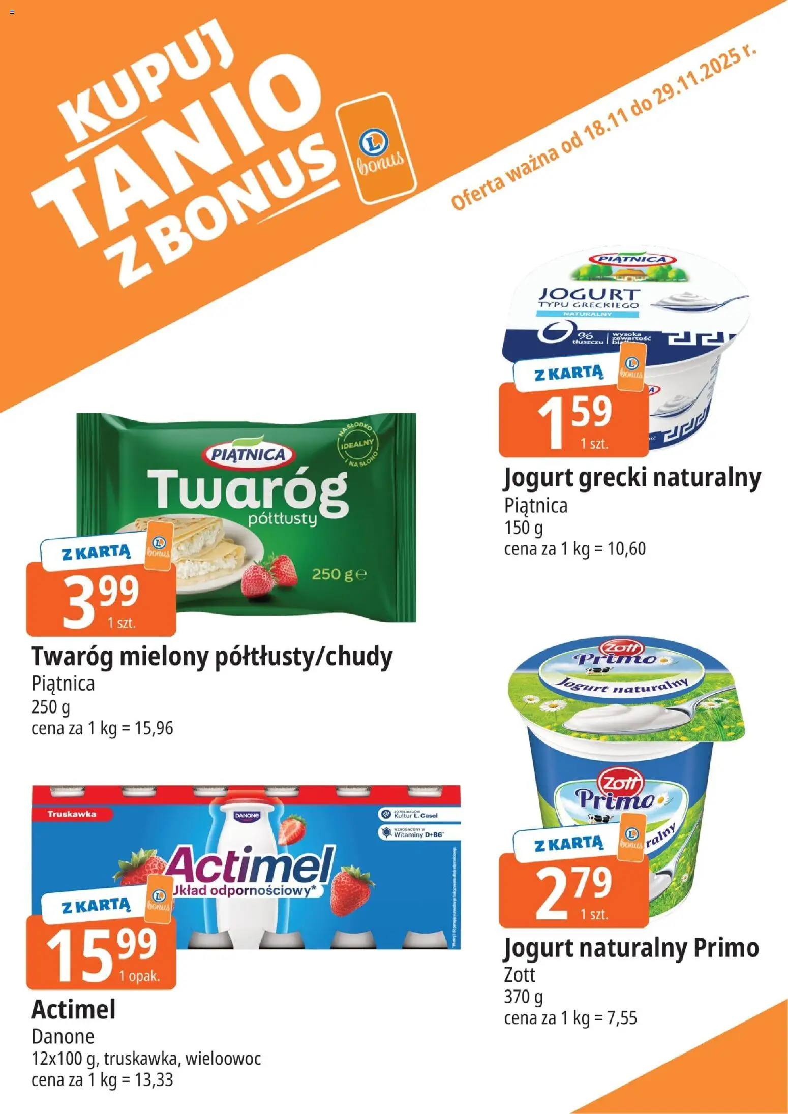 E.Leclerc Gazetka - Zielona Góra kupony dodatkowe od 18.11.2025 | Strona: 3 | Produkty: Jogurt grecki, Jogurt naturalny, Jogurt, Twaróg