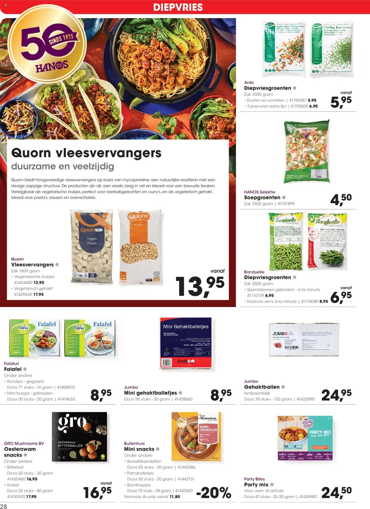 {H1} | Pagina: 28 | Producten: Snacks, Wortelen, Gehakt, La