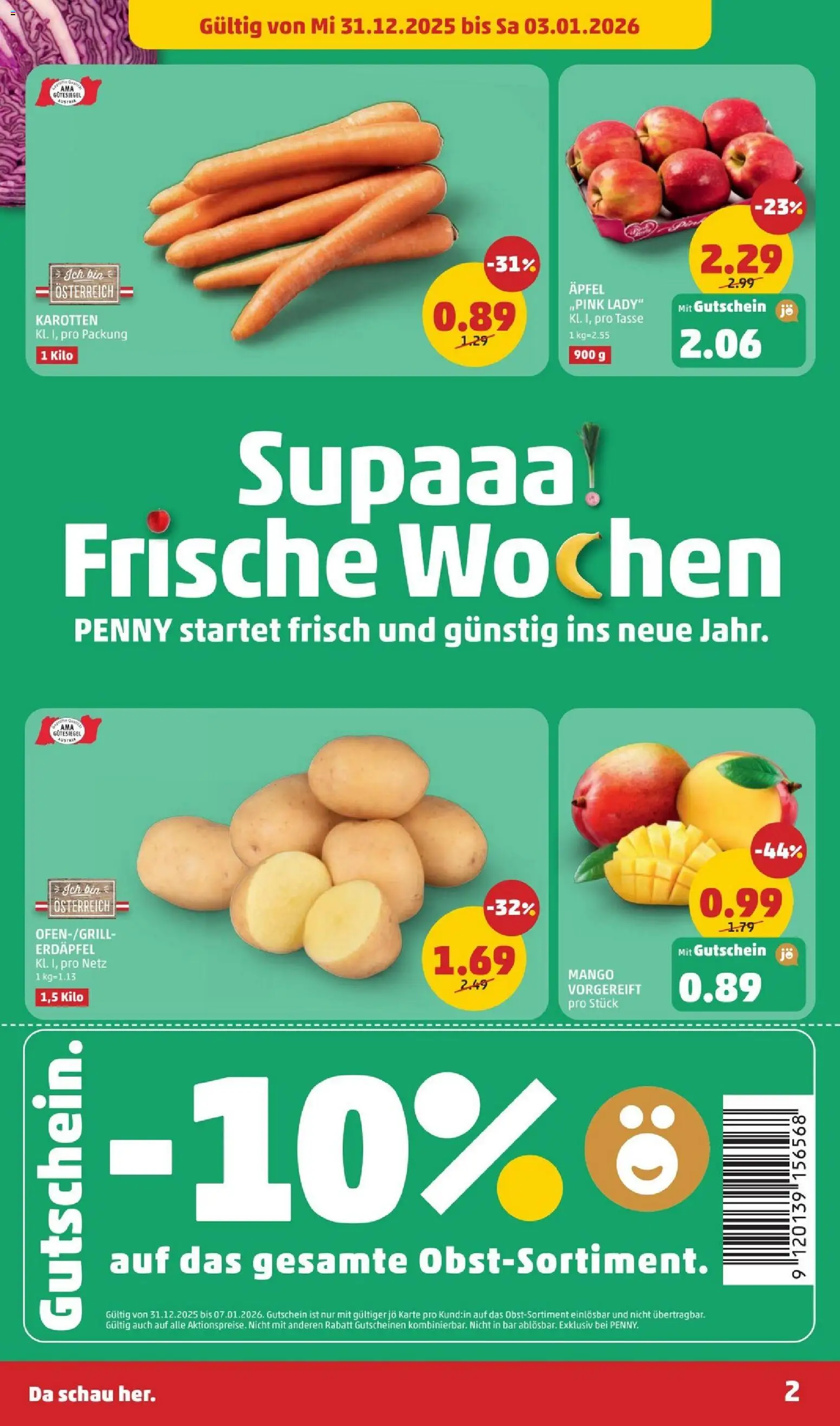 Penny Markt Flugblatt gültig ab 31.12.2025 | Seite: 2 | Produkte: Mango, Äpfel