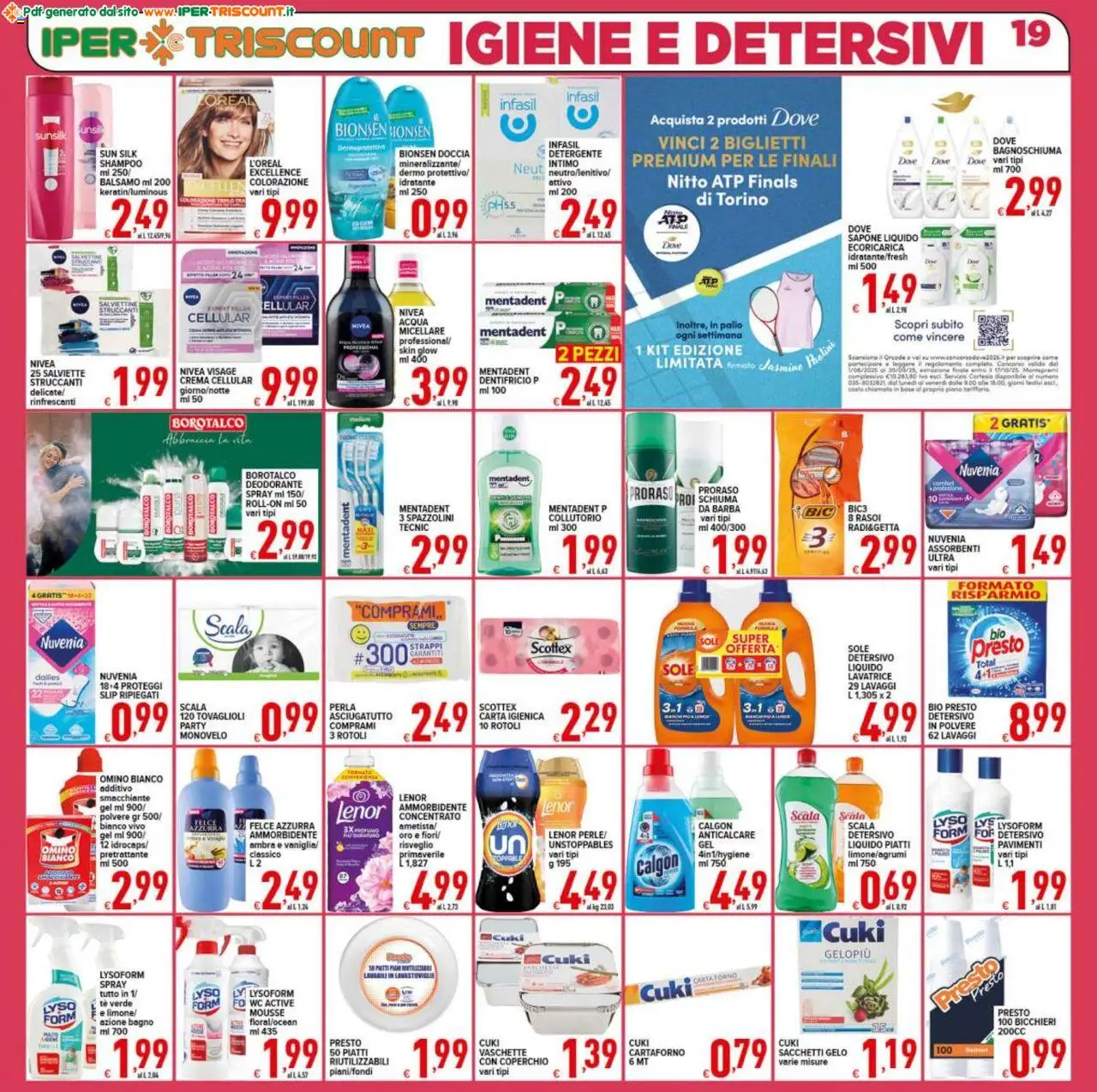 Volantino Ipertriscount del 17.09.2025 | Pagina: 19 | Prodotti: Balsamo, Bagnoschiuma, Acqua, Scala
