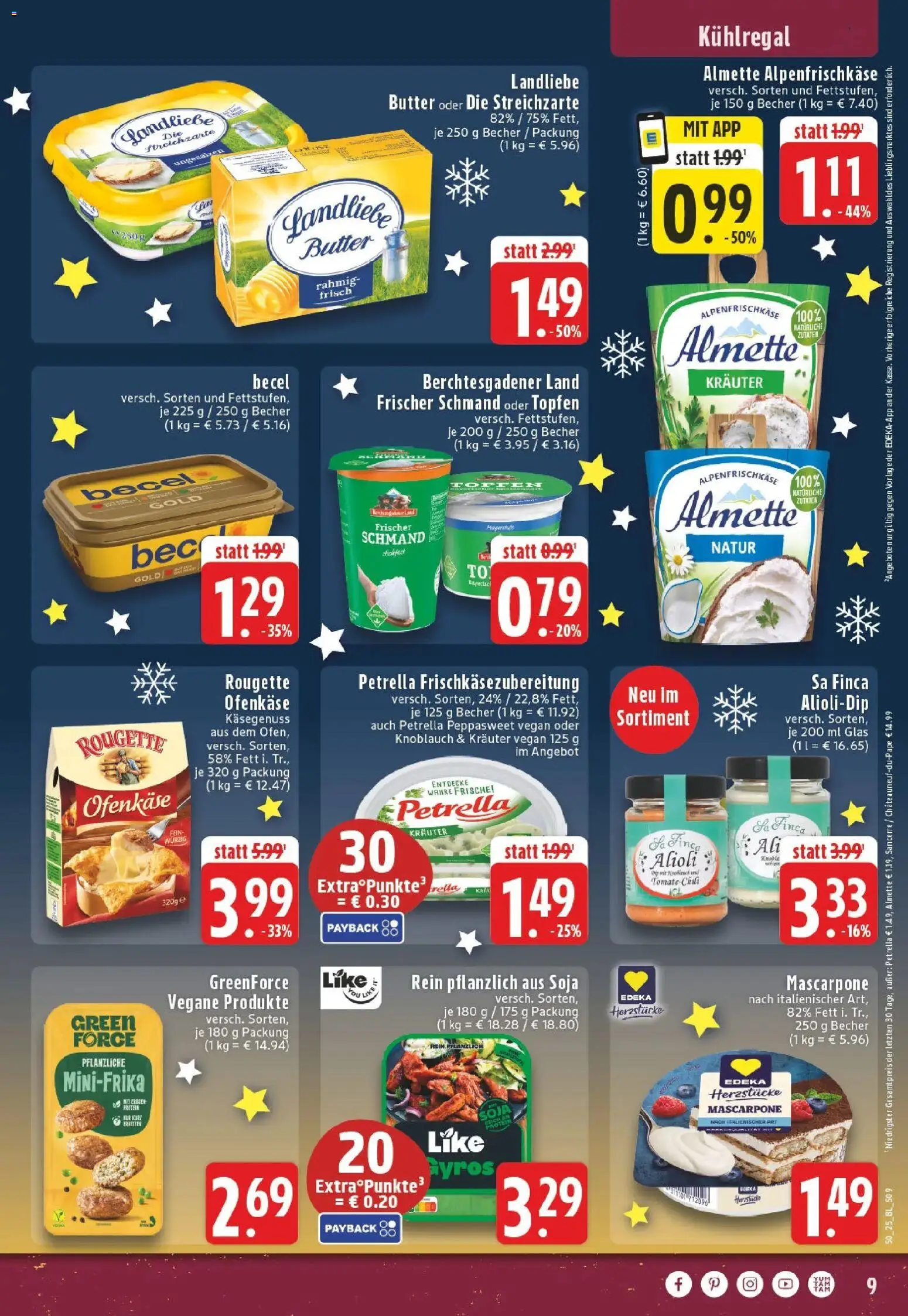 Edeka prospekt Wesel-Ginderich	 – gültig ab 07.12.2025 | Seite: 9 | Produkte: Mascarpone, Becel, Gyros, Knoblauch