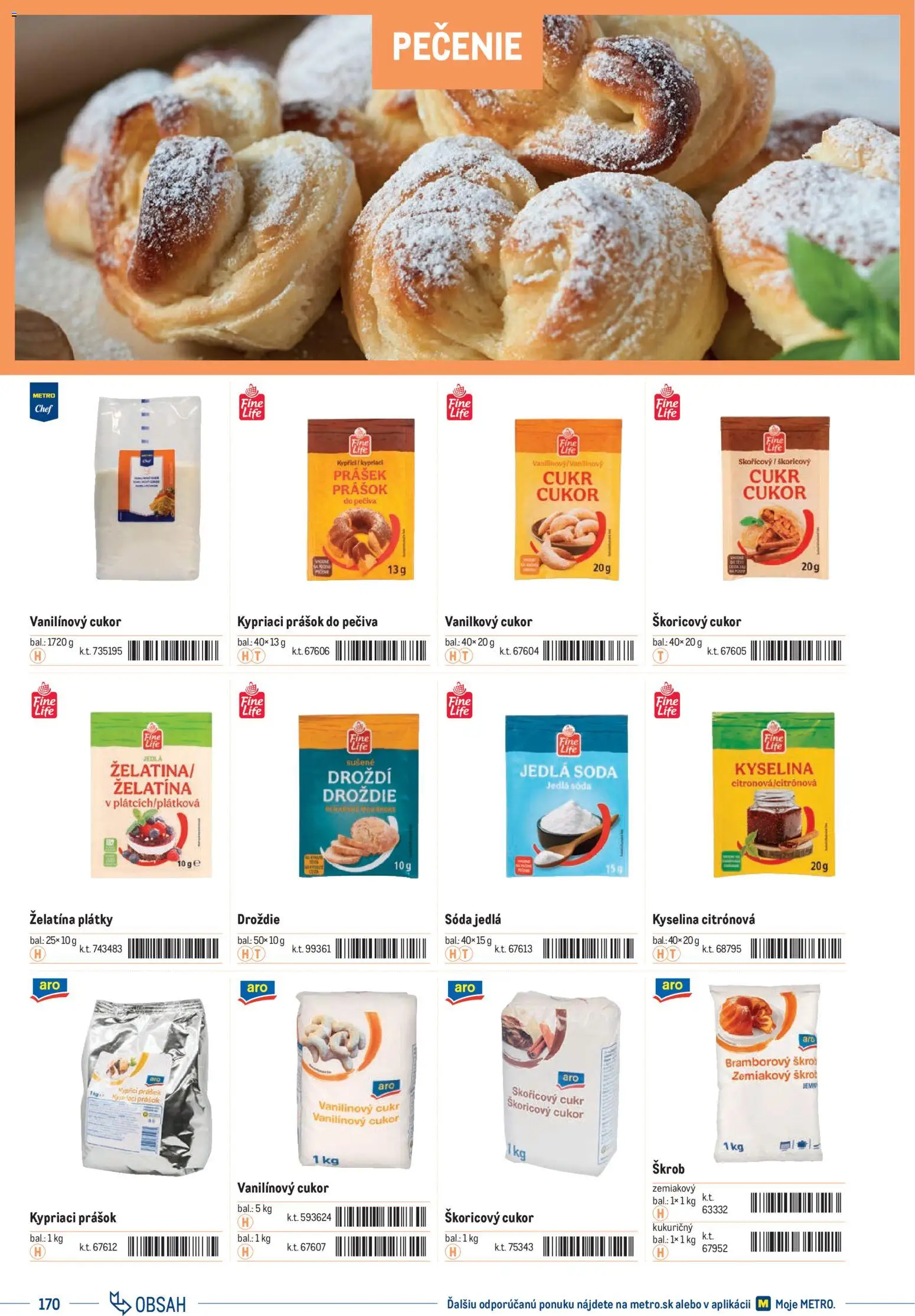 Nové Metro akcie – leták je platný od 01.01.2025 | Strana: 170 | Produkty: Prášok do pečiva, Vanilkový cukor, Cukor