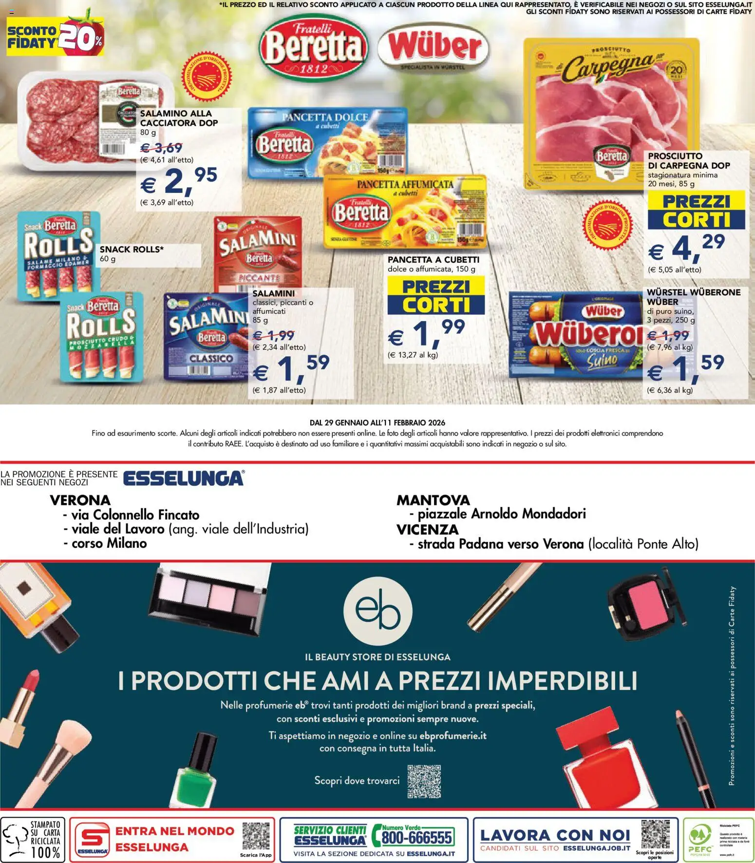 Volantino Esselunga S del 29.01.2026 | Pagina: 29 | Prodotti: Pancetta, Suino, Formaggio, Wurstel