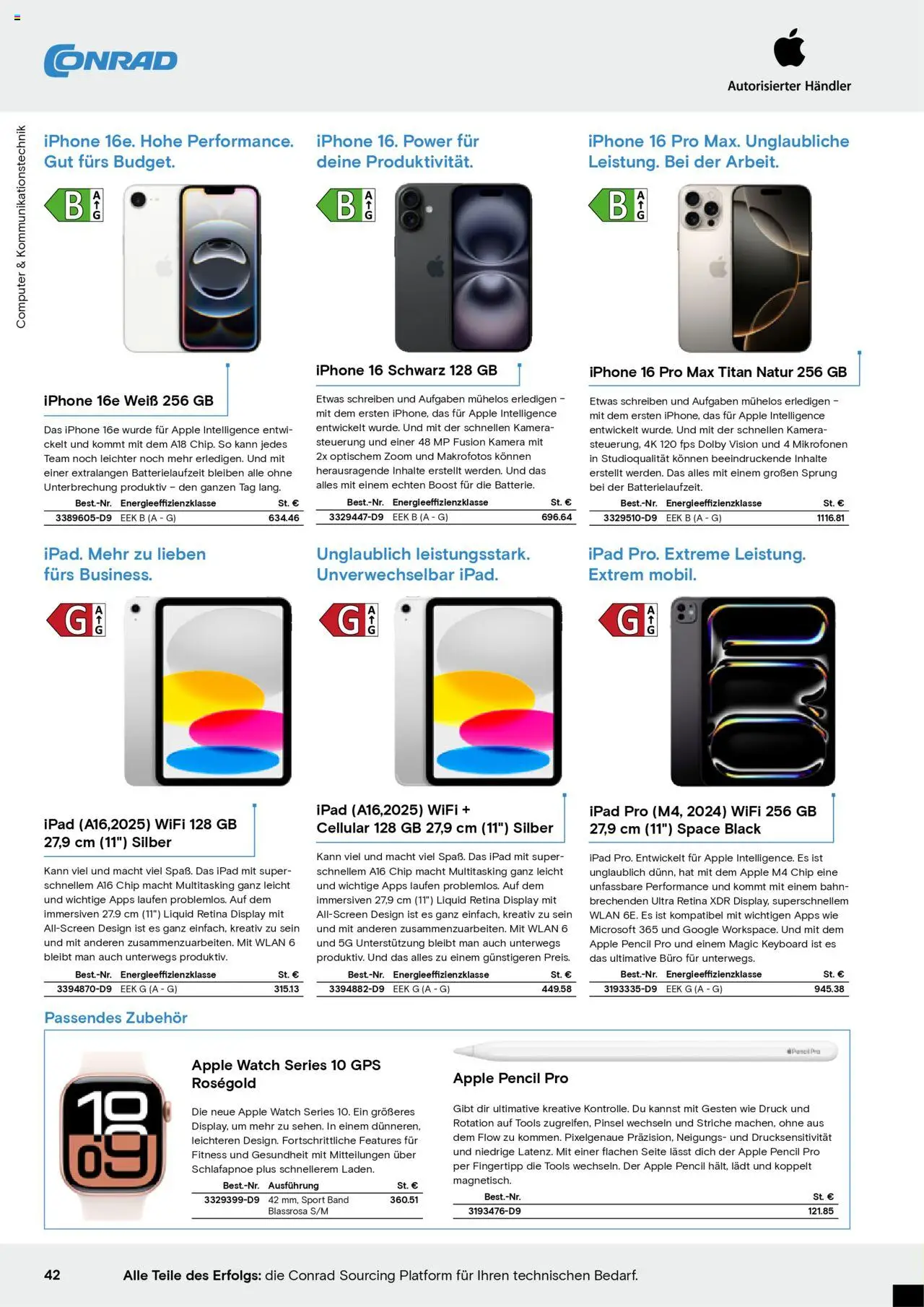 Conrad - Markenkatalog - gültig ab dem 25.08.2025 | Seite: 44 | Produkte: Apple watch, Iphone, Apple, Computer
