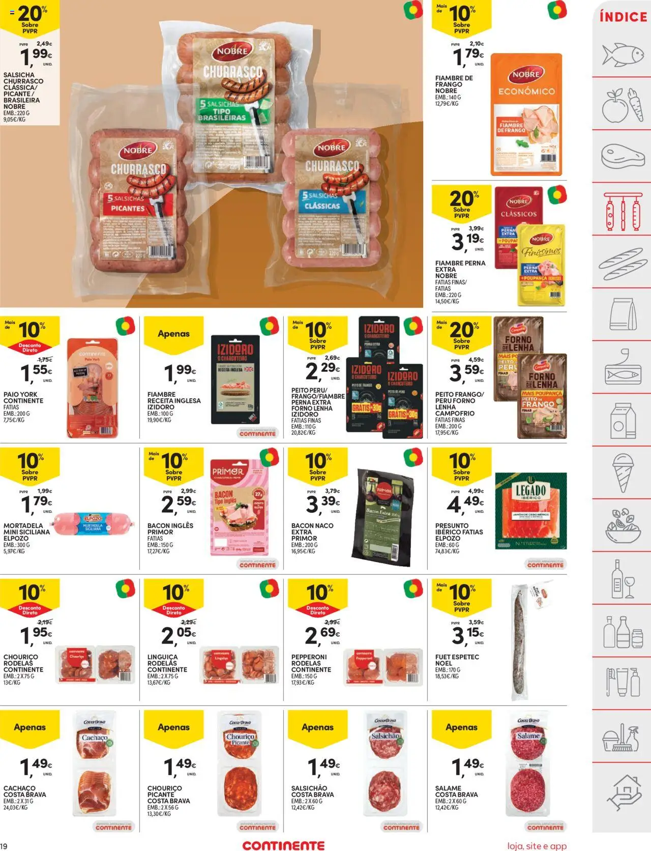Continente folheto │ válido de 16.09.2025 | Página: 19 | Produtos: Mortadela, Forno, Bacon, Salsicha