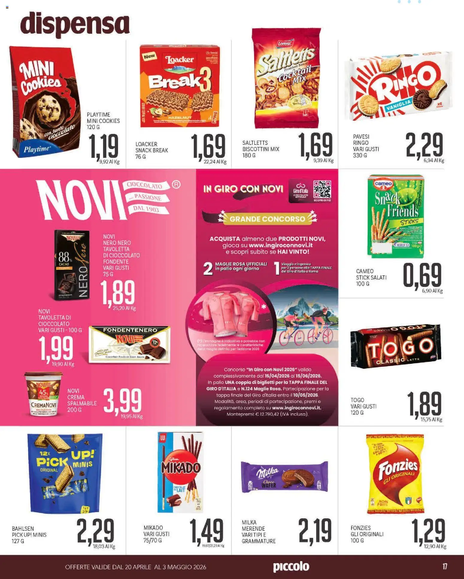 Volantino Piccolo del 20.04.2026 | Pagina: 17 | Prodotti: Crema, Latte, Cacao, Amaro