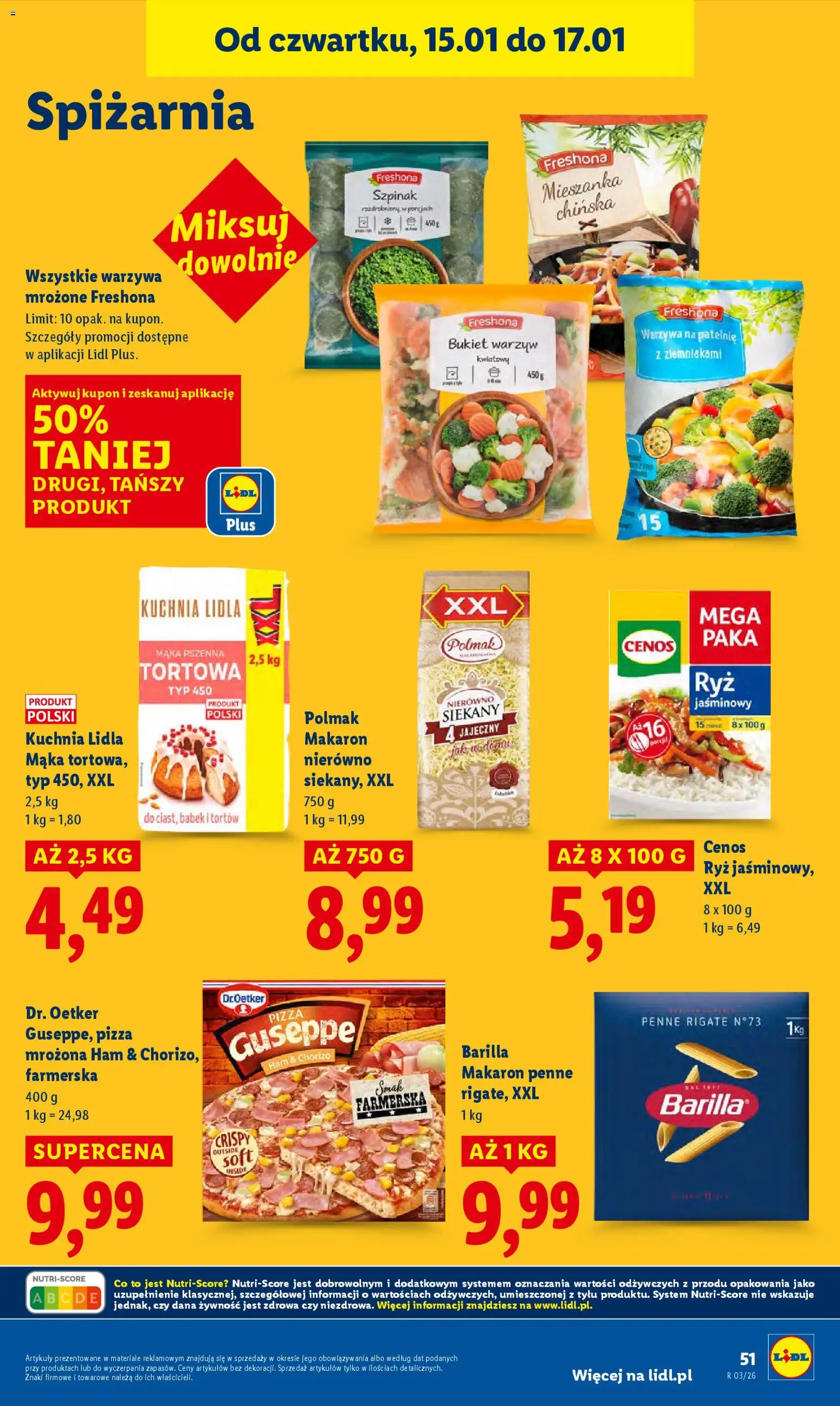 Lidl Gazetka od 15.01.2026 | Strona: 51 | Produkty: Warzywa na patelnie, Szpinak, Mieszanka chińska, Pizza