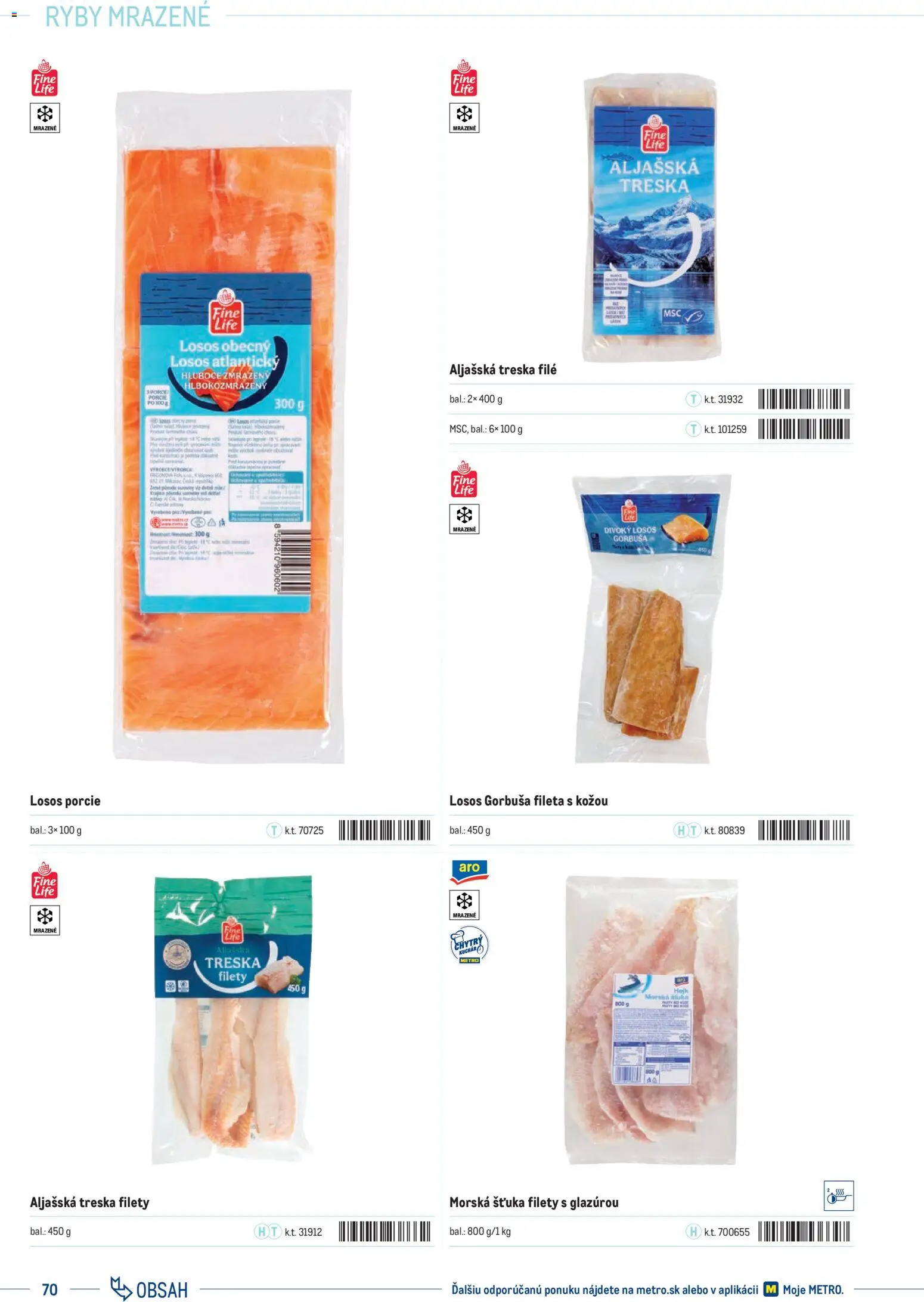 Nové Metro akcie – leták je platný od 01.01.2025 | Strana: 70 | Produkty: Ryby, Losos, Treska