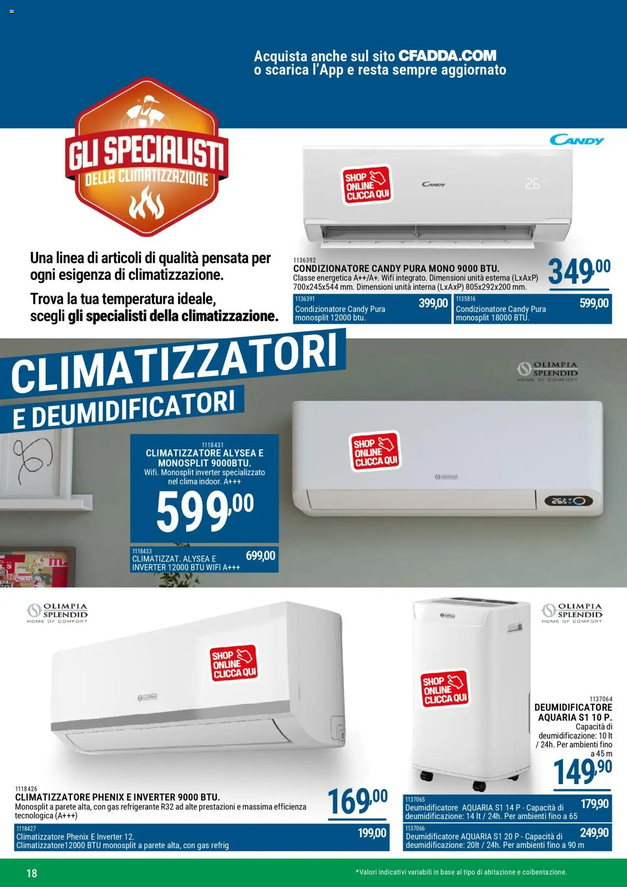 Volantino CFadda del 01.10.2025 | Pagina: 18 | Prodotti: Climatizzatore, Deumidificatore, Condizionatore