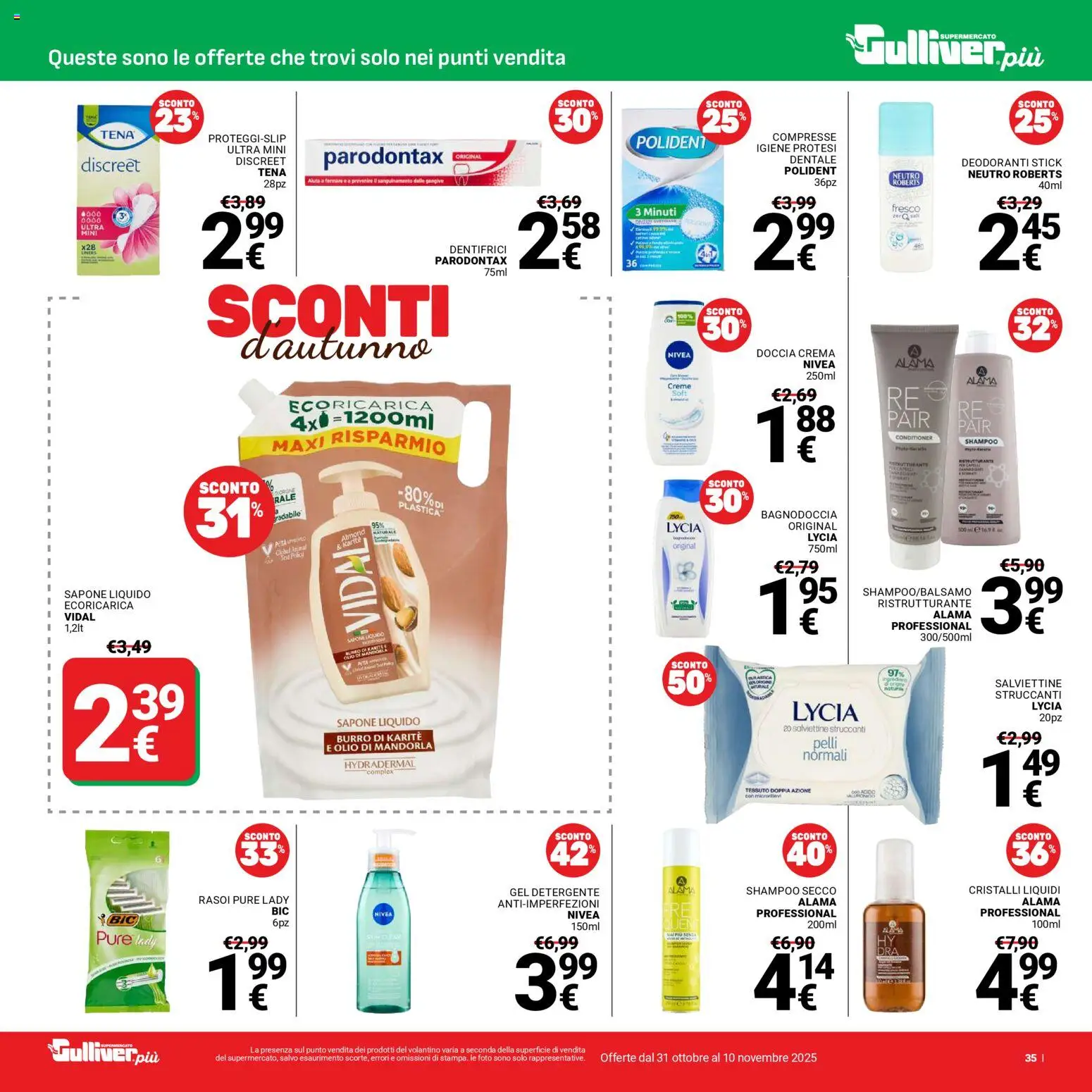Volantino Gulliver del 31.10.2025 | Pagina: 35 | Prodotti: Shampoo, Crema, Olio, Doccia