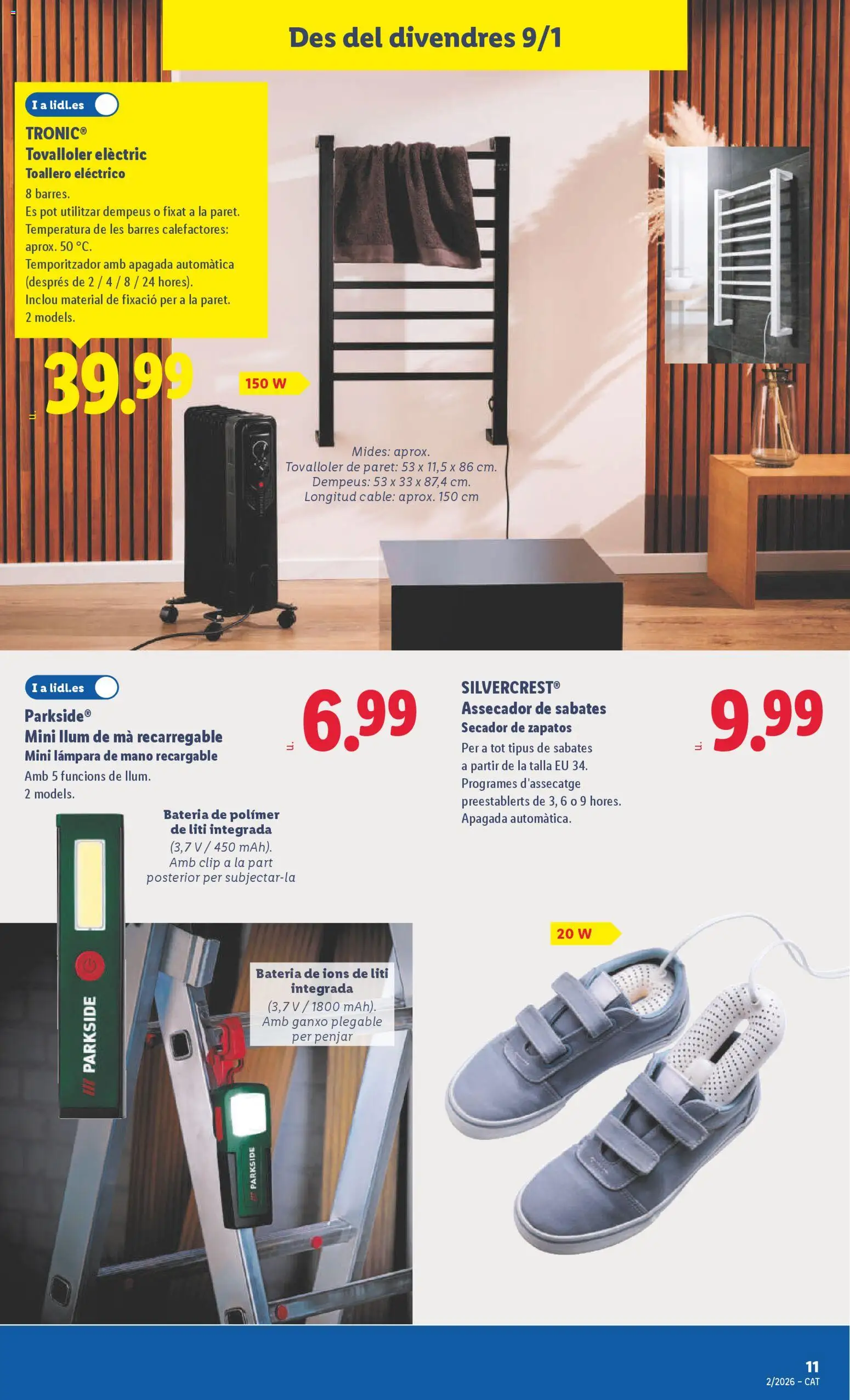 Lidl folleto de bazar │ válido desde el 05.01.2026 | Página: 23 | Productos: Toallero, Cable, Batería, Lámpara