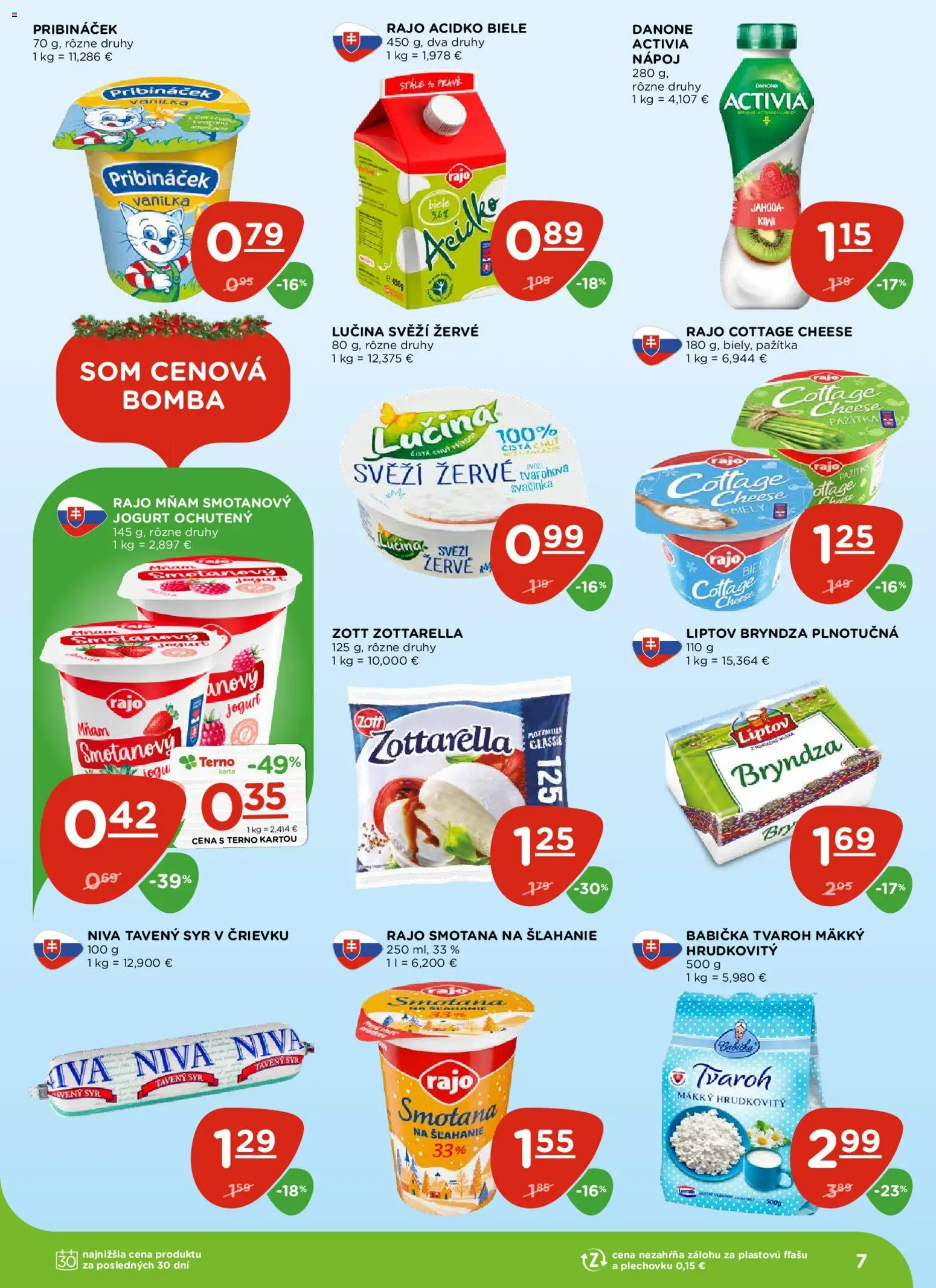 Nové Terno akcie – leták je platný od 18.12.2025 | Strana: 7 | Produkty: Smotana, Kiwi, Tvaroh, Raid