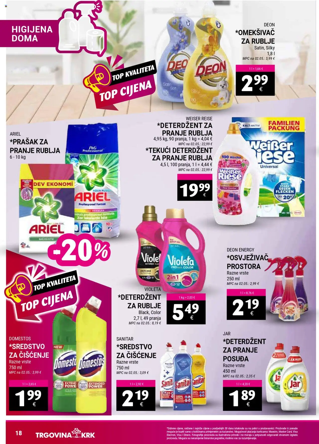 Trgovina Krk katalog | vrijedi od 16.09.2025 | Stranica: 18 | Proizvodi: Deterdžent, Domestos, Violeta, Ariel