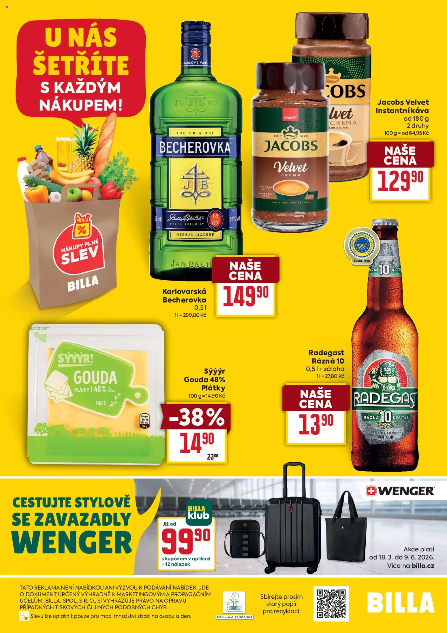 Billa leták - Speciální nabídka od 15.04.2026 | Strana: 2 | Produkty: Pivo, Radegast Rázna 10, Jacobs, Velvet
