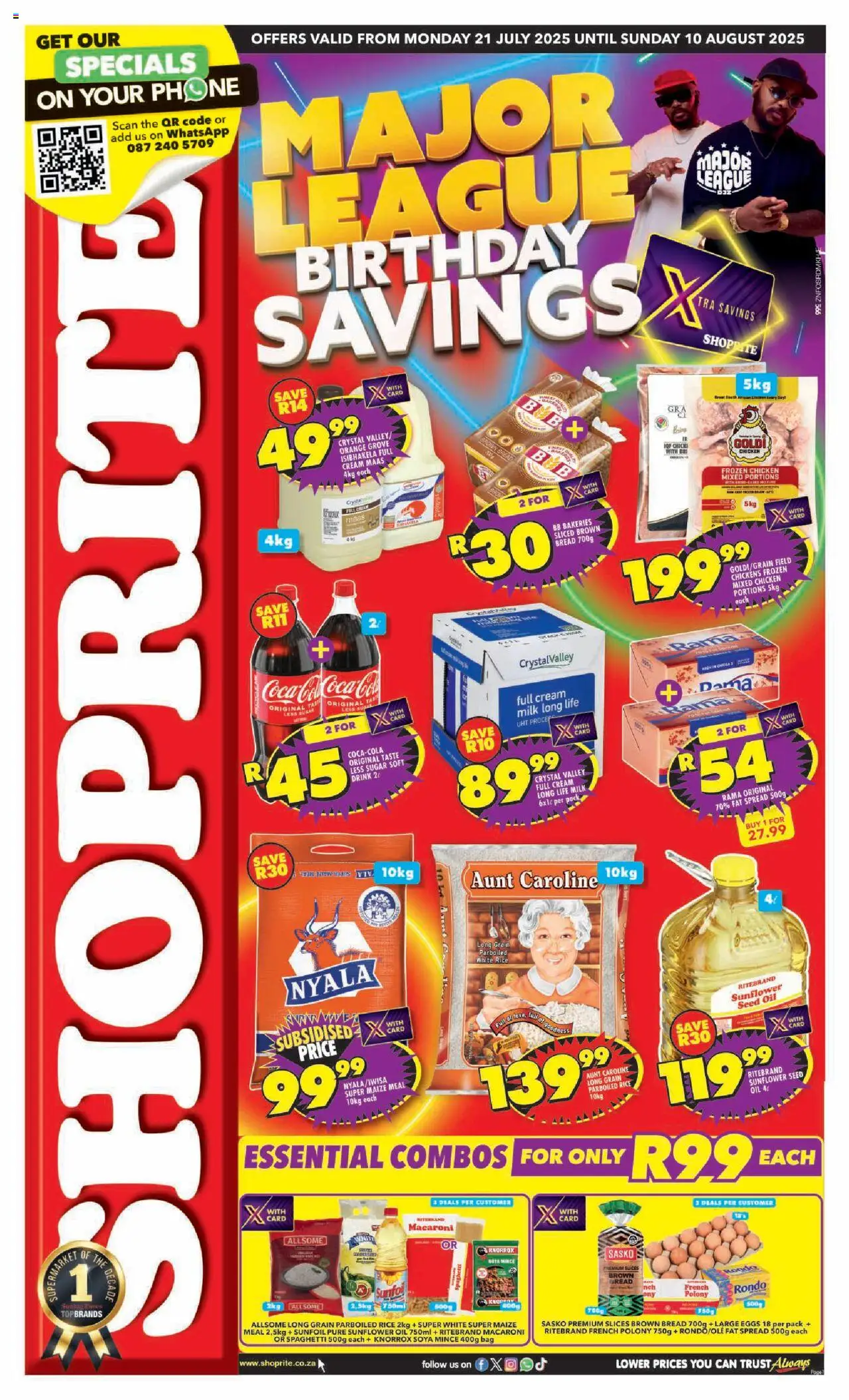 Shoprite KwaZulu-Natal - Major Deals │ valid from 21.07.2025 | Page: 1 | Products: Phone, Eggs, Cream, Fat spread
