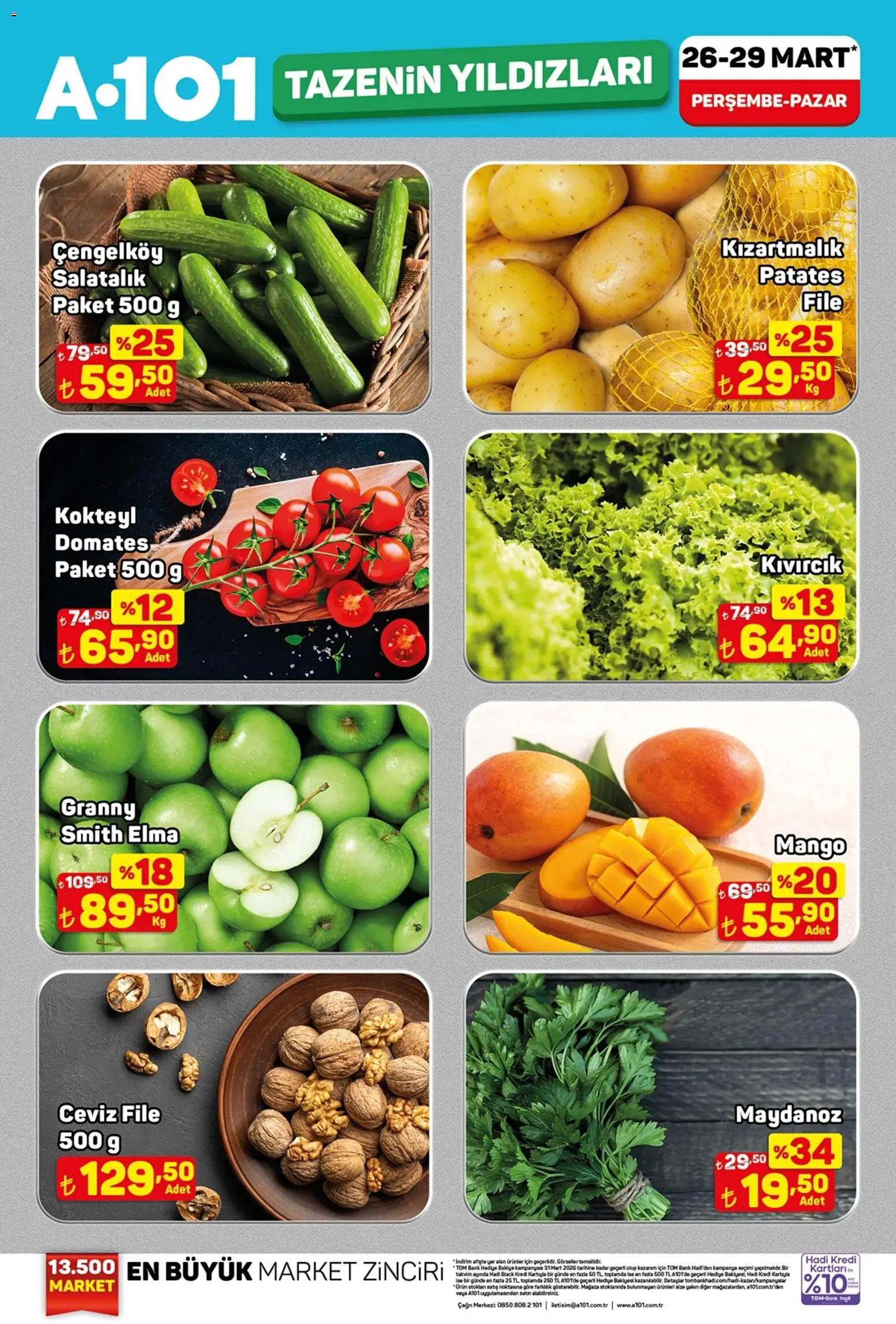 A101 - Tazenin Yıldızları - 26.03.2026 tarihinden itibaren geçerlidir | Sayfa: 3 | Ürünler: Elma, Salatalık, Maydanoz, Ceviz