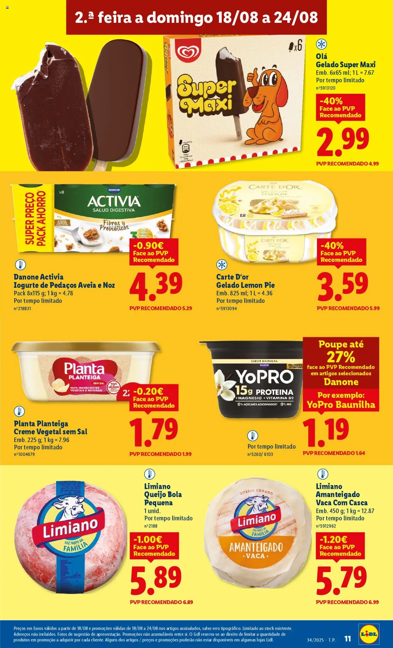Lidl folheto │ válido de 18.08.2025 | Página: 11 | Produtos: Probióticos, Sal, Queijo, Proteina