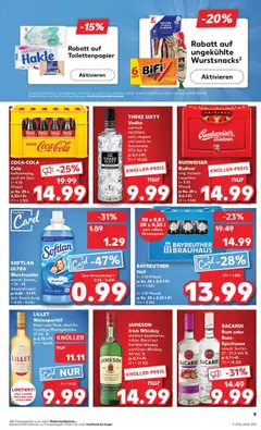 BACARDI, Rum oder Rum-Spirituose versch. Sorten, 27 - 37,5 Vol. % je 0,7-I-FI. - gültig ab dem 21.08.2025 | Seite: 9 | Produkte: Bayreuther hell, Cola, Rum, Whiskey