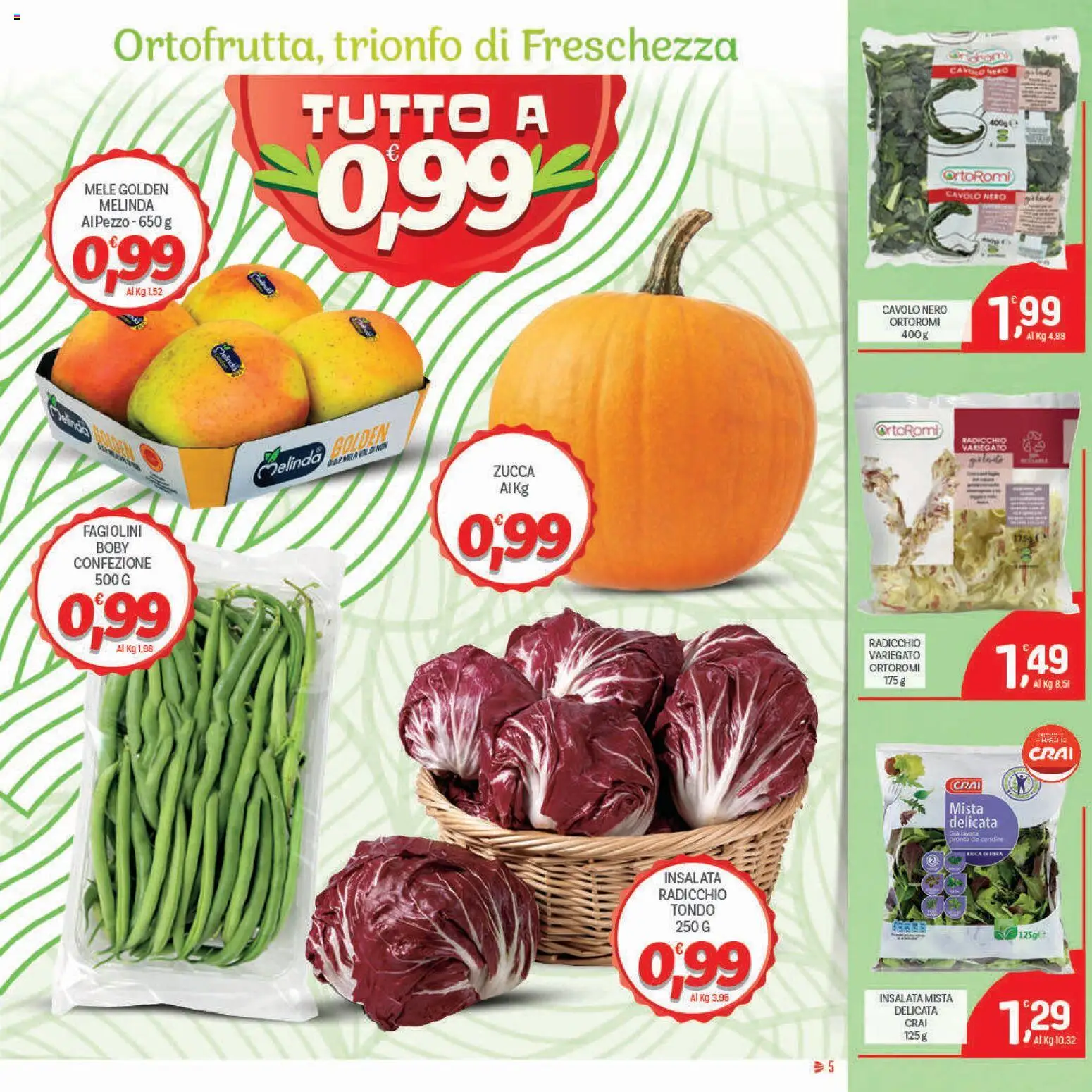 Volantino CRAI del 30.10.2025 | Pagina: 5 | Prodotti: Mele, Insalata, Cavolo, Zucca