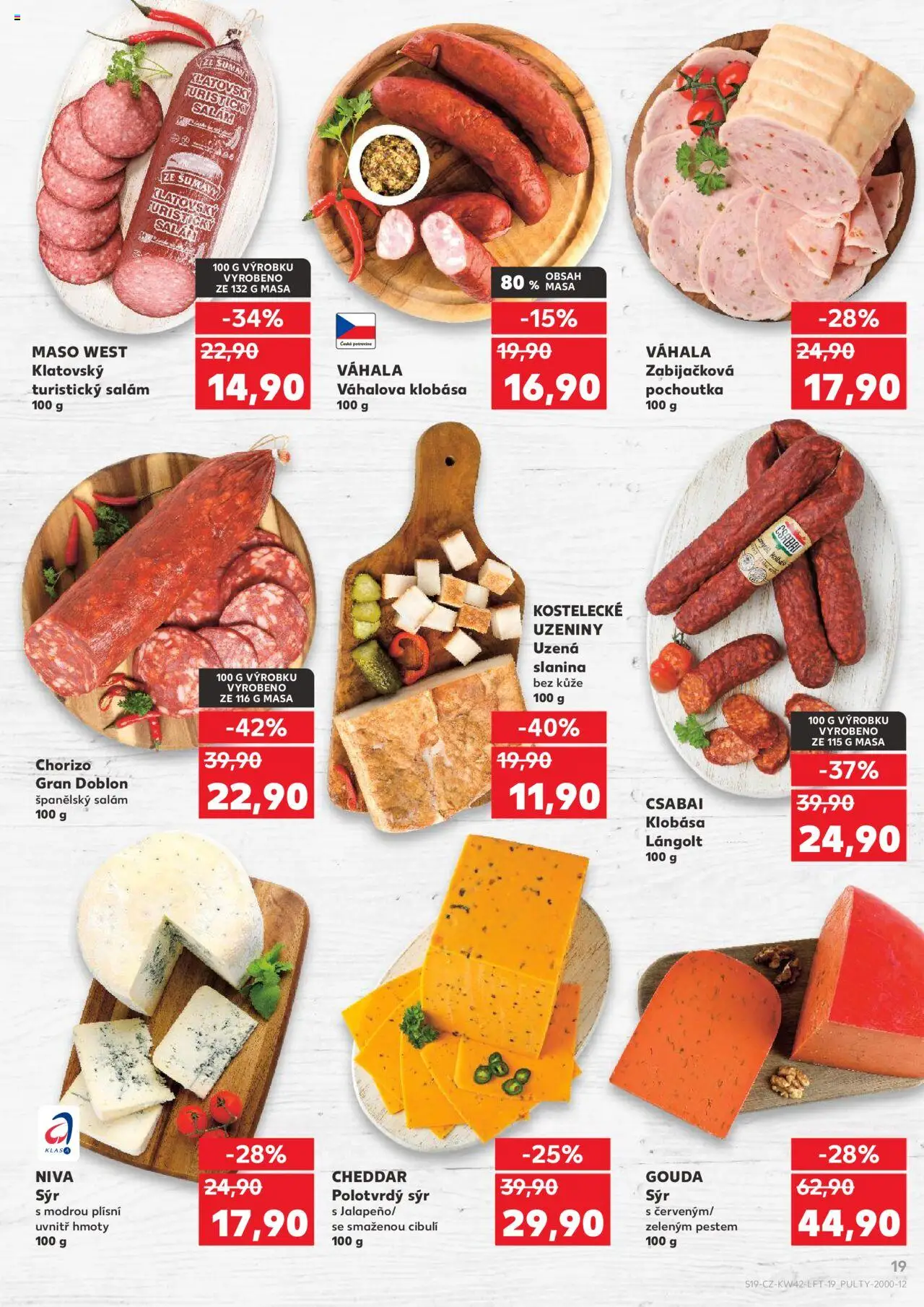 Kaufland leták od 15.10.2025 | Strana: 19 | Produkty: Gouda, Uzeniny, Slanina, Chorizo