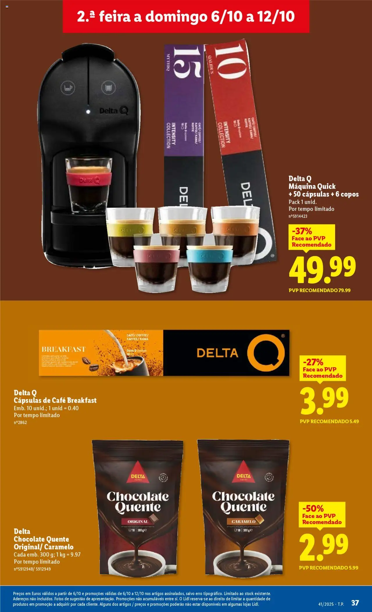 Lidl folheto │ válido de 06.10.2025 | Página: 37 | Produtos: Copos, Delta q, Café, Chocolate