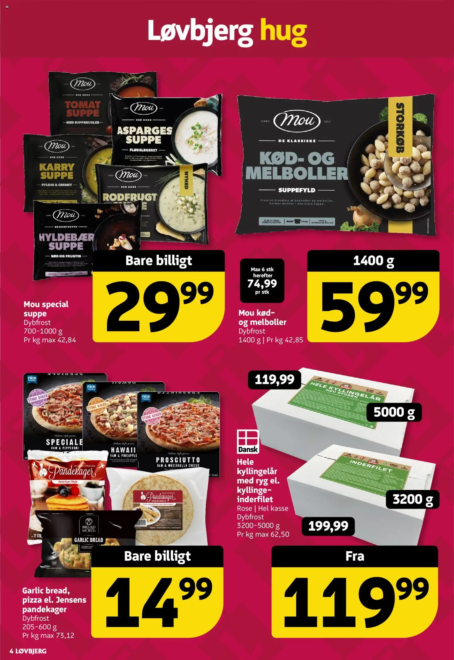 Løvbjerg tilbudsavis – gyldig fra 16.01.2026 | Side: 4 | Produkter: Pizza, Mozzarella, Suppe, Asparges