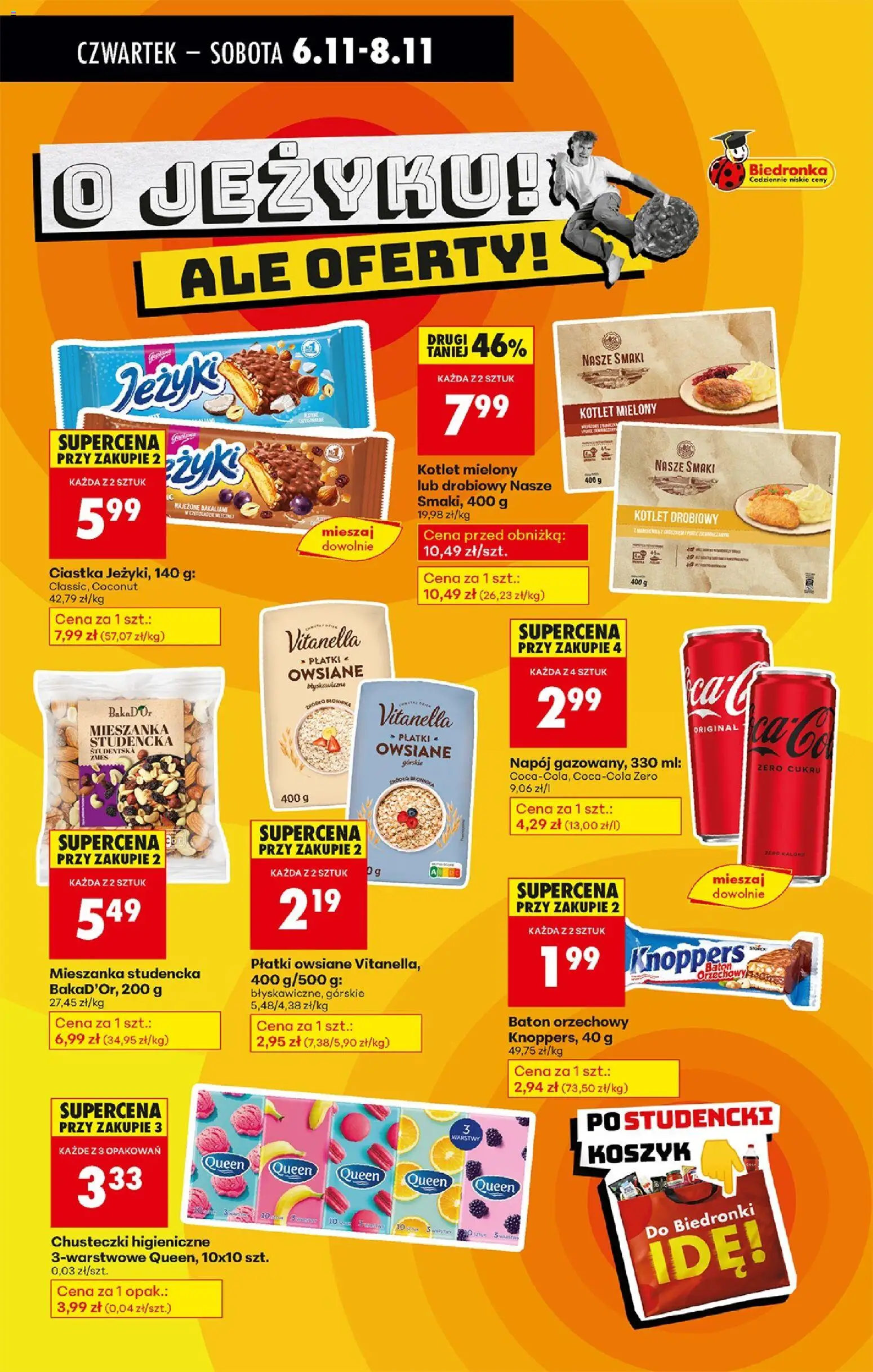Biedronka gazetka - Oferta w tym tygodniu od 06.11.2025 | Strona: 45 | Produkty: Knoppers, Płatki owsiane, Chusteczki higieniczne, Płatki
