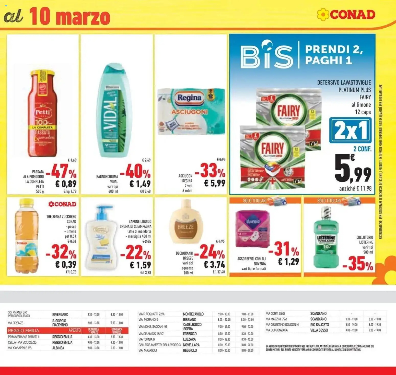 Volantino Conad del 25.02.2026 | Pagina: 35 | Prodotti: Sapone, Bagnoschiuma, Pesca, The