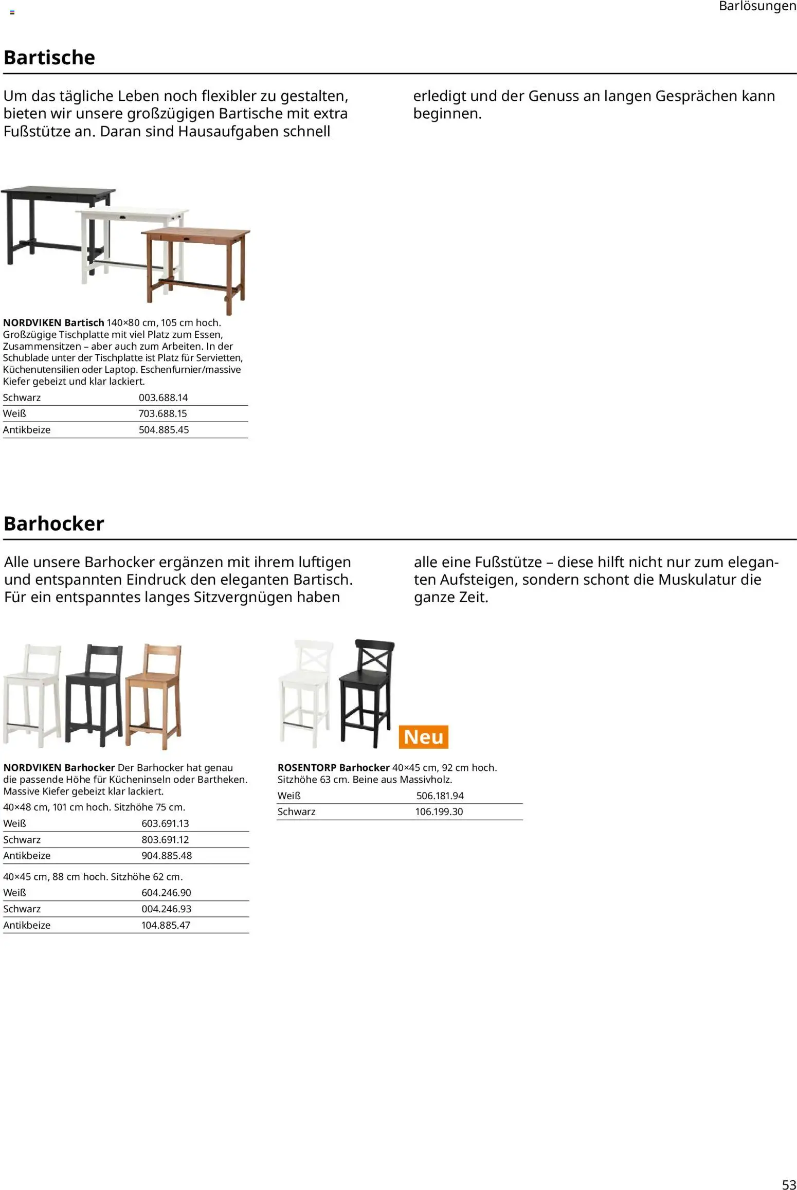 Ikea Essplatz – gültig ab 02.01.2026 | Seite: 53 | Produkte: Bartisch, Barhocker