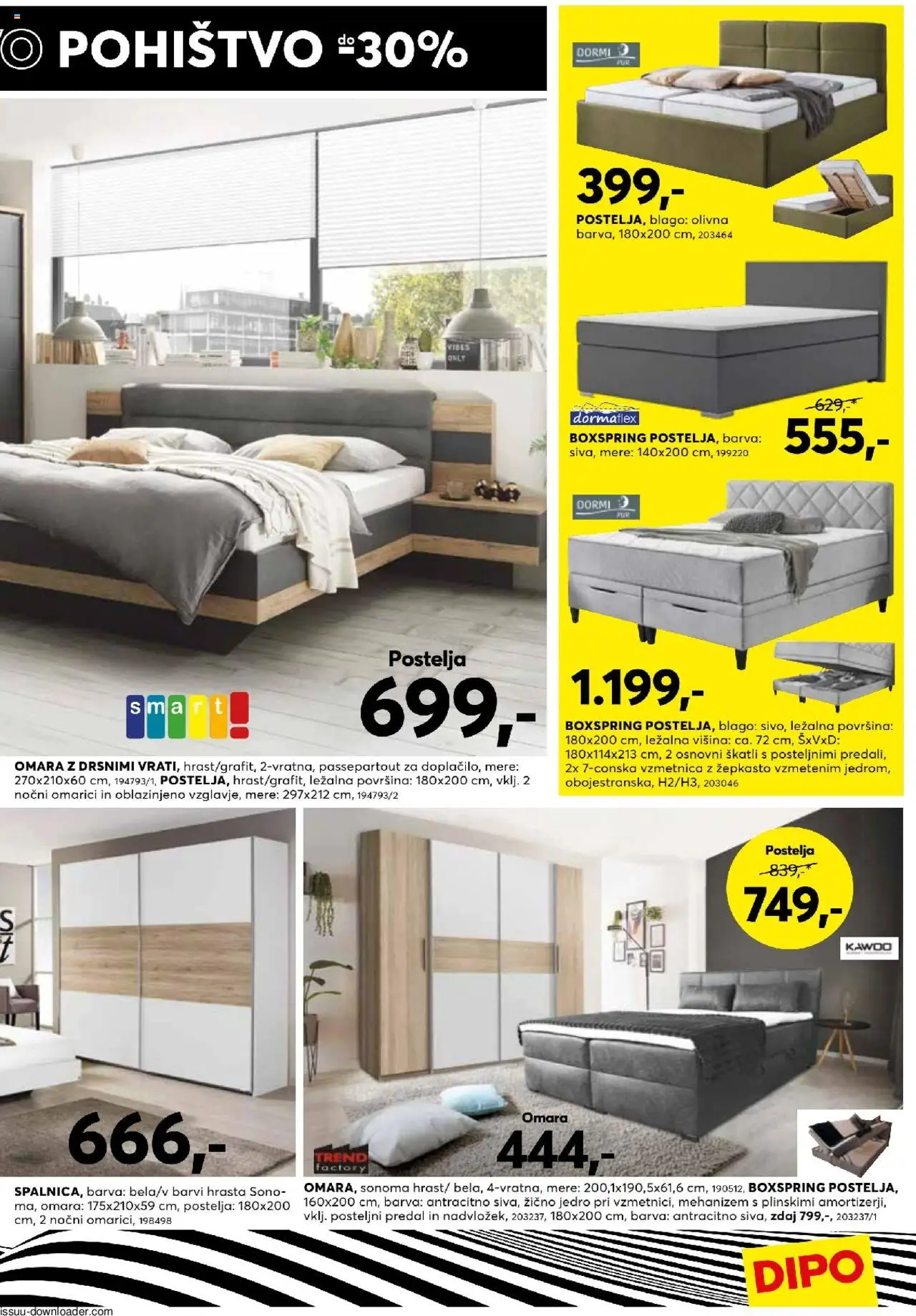 Novi Dipo katalog ponudbe – veljaven od 15.10.2025 | Stran: 7 | Izdelki: Pohištvo, Postelja, Vzmetnica, Omara