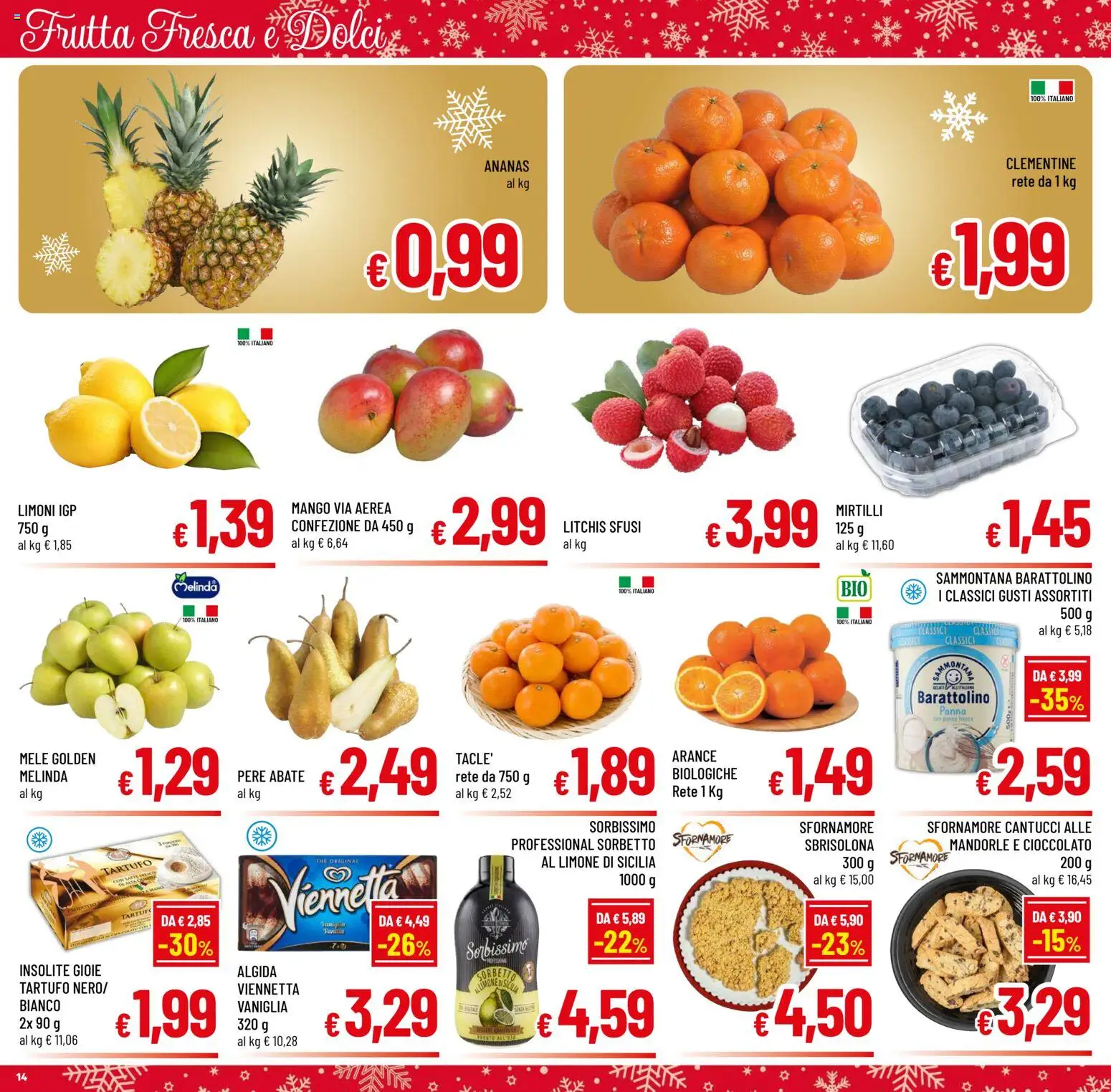 Volantino A&O del 10.12.2025 | Pagina: 14 | Prodotti: Sorbetto, Limone, Mango, Ananas