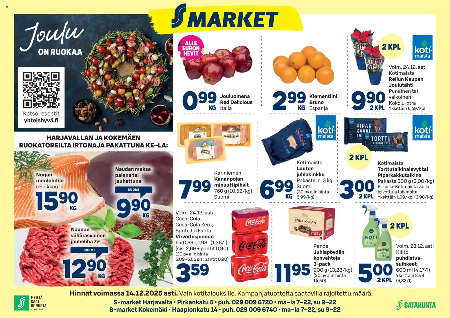 S-market Harjavalta – voimassa 10.12.2025 alkaen | Sivu: 1 | Tuotteet: Pampers, Keittiö, Sprite, Pippuri
