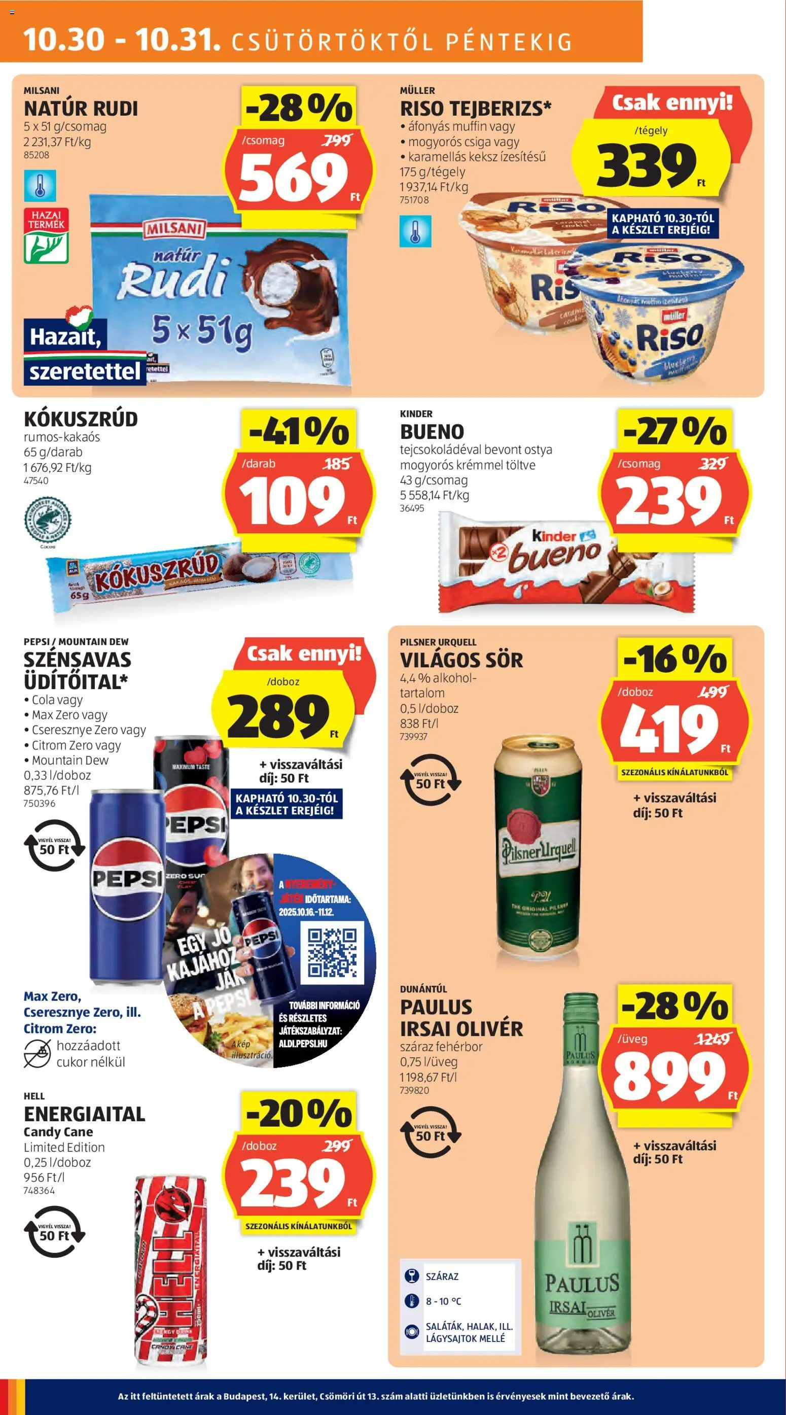 Aldi akciós ujság - amely érvényes a következő dátumtól: 30.10.2025 | Oldal: 12 | Termékek: Pepsi, Cseresznye, Cukor, Citrom