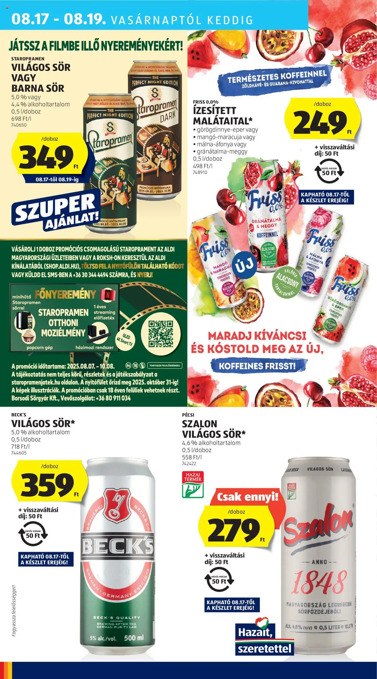 Aldi akciós ujság - amely érvényes a következő dátumtól: 14.08.2025 | Oldal: 38 | Termékek: Áfonya, Meggy, Sör, Mangó