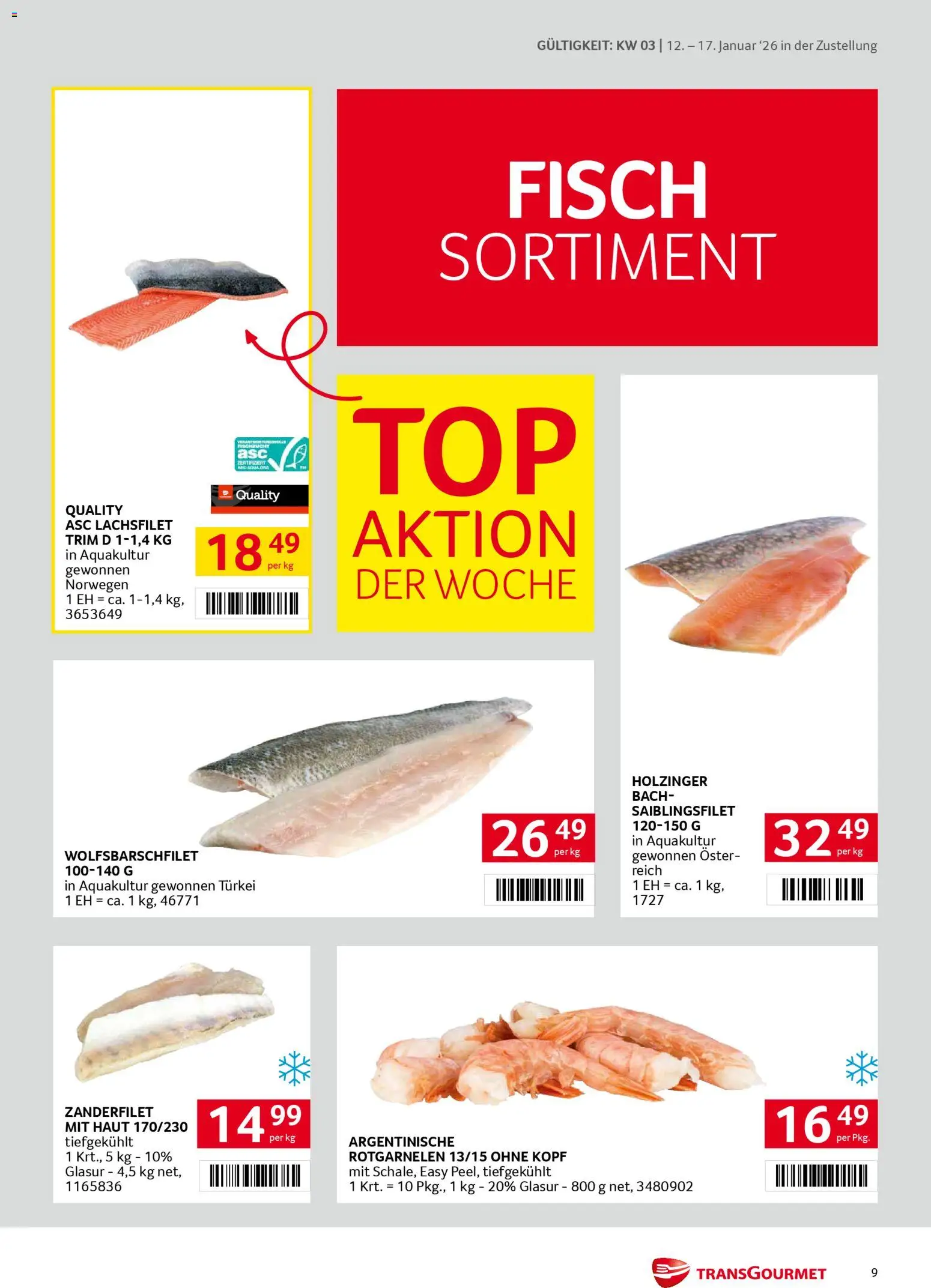 Transgourmet Zustellaktion gültig ab 12.01.2026 | Seite: 9 | Produkte: Fisch