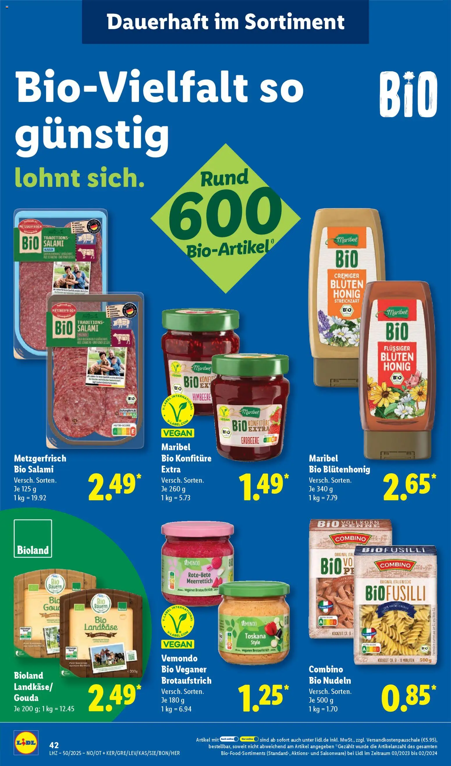 Lidl Prospekt Grimma – gültig ab 08.12.2025 | Seite: 62 | Produkte: Gouda, Himbeere, Salami, Nudeln