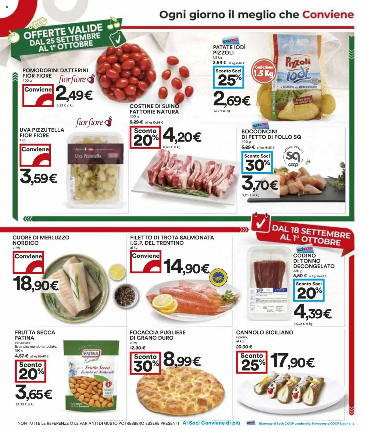 Volantino COOP del 18.09.2025 | Pagina: 5 | Prodotti: Pollo, Patate, Mandorle, Tonno