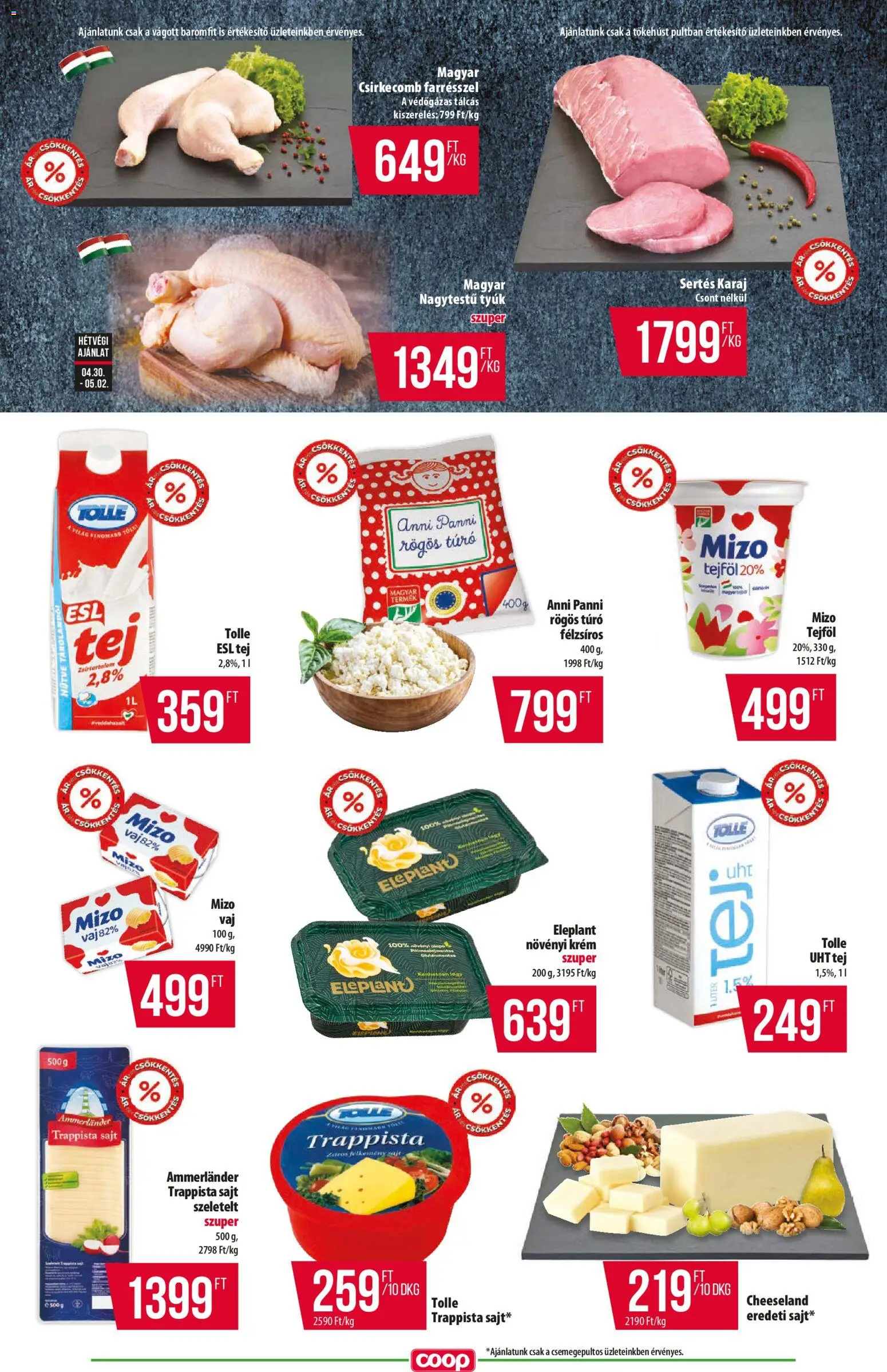 COOP akciós ujság - amely érvényes a következő dátumtól: 30.04.2026 | Oldal: 3 | Termékek: Rögös túró, Tej, Sajt, Túró