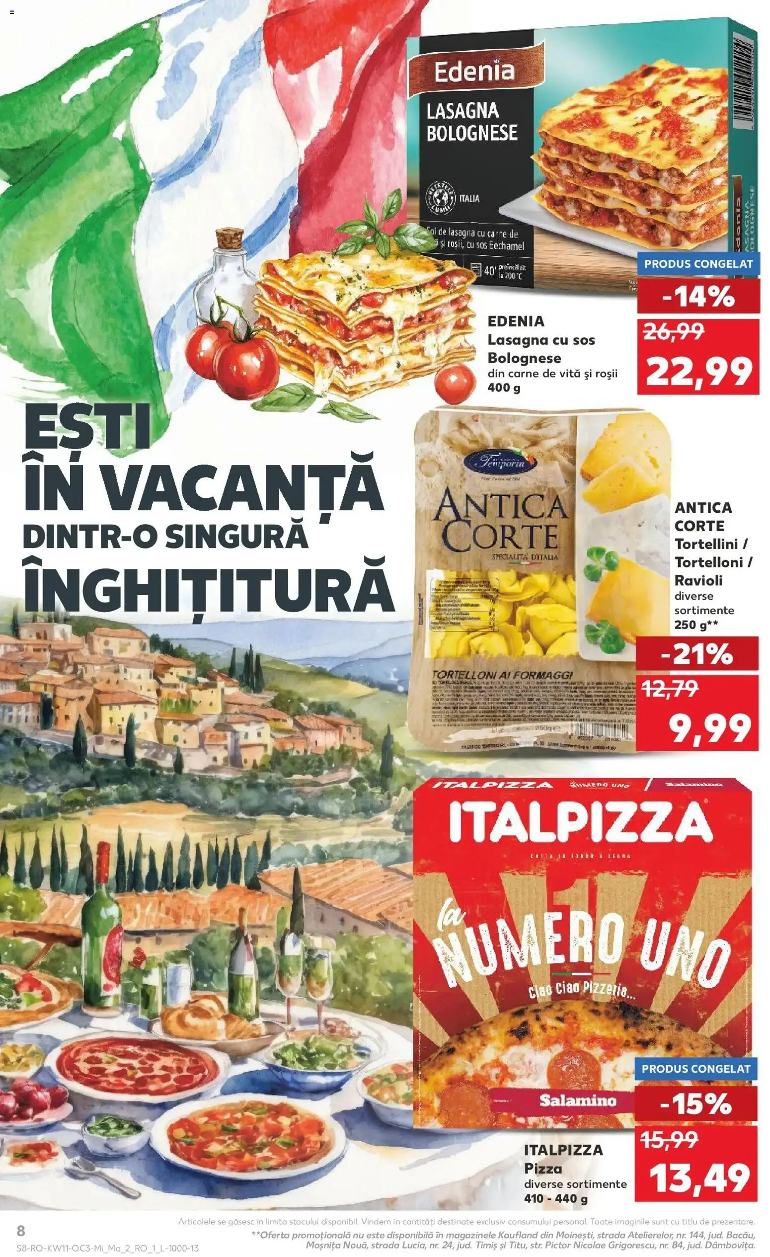Noul catalog Kaufland – valabil de la 11.03.2026 | Pagină: 8 | Produse: Lasagna, Pizza, Carne De Vită, Sos